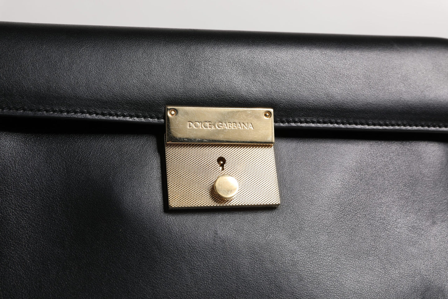 Dolce & Gabbana Zwart Leren logo Plaque Document Briefcase Tas