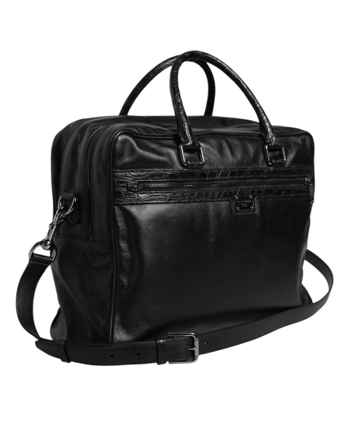 Dolce & Gabbana Zwart Leren Messenger Schouder Strap Tas
