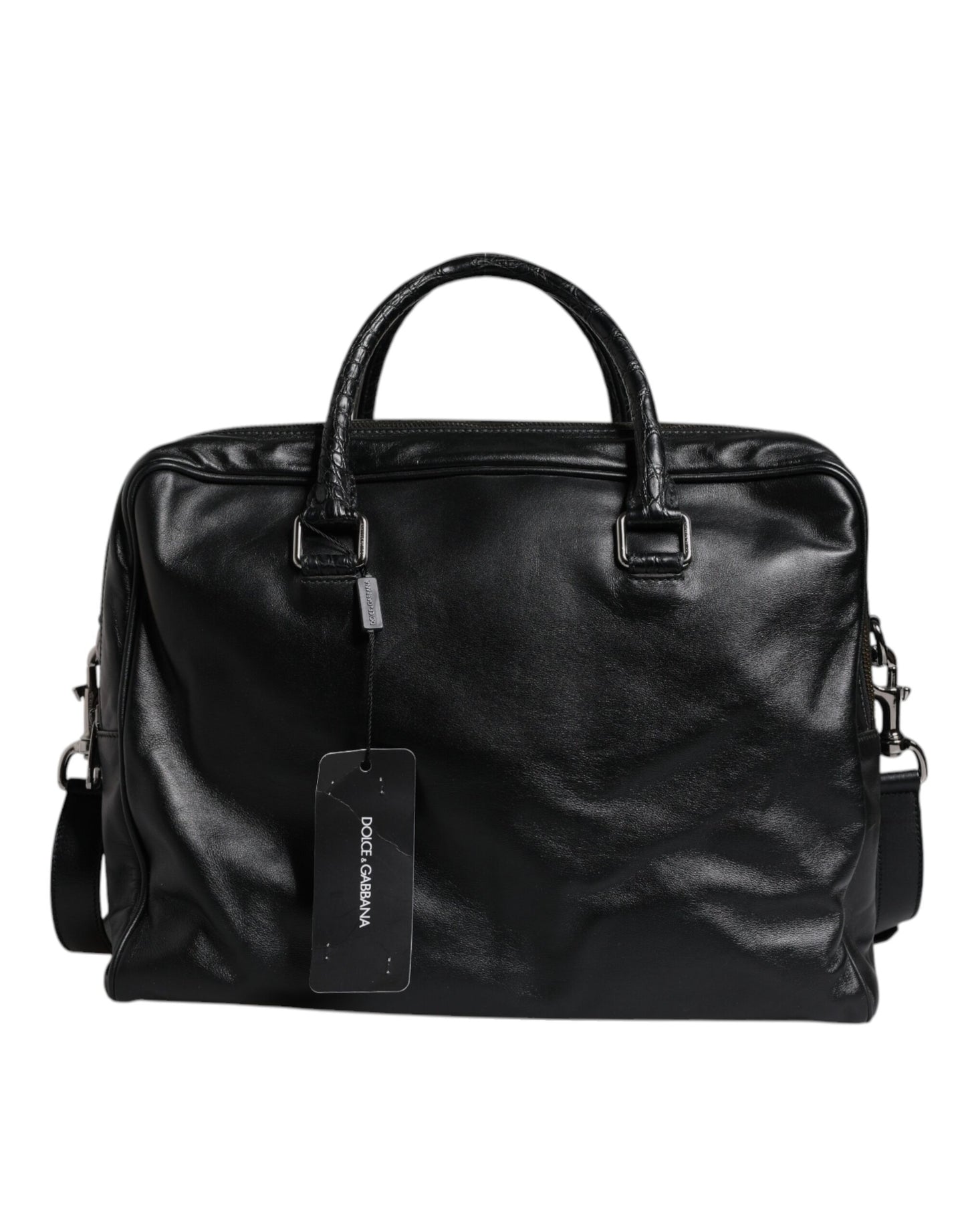 Dolce & Gabbana Zwart Leren Messenger Schouder Strap Tas