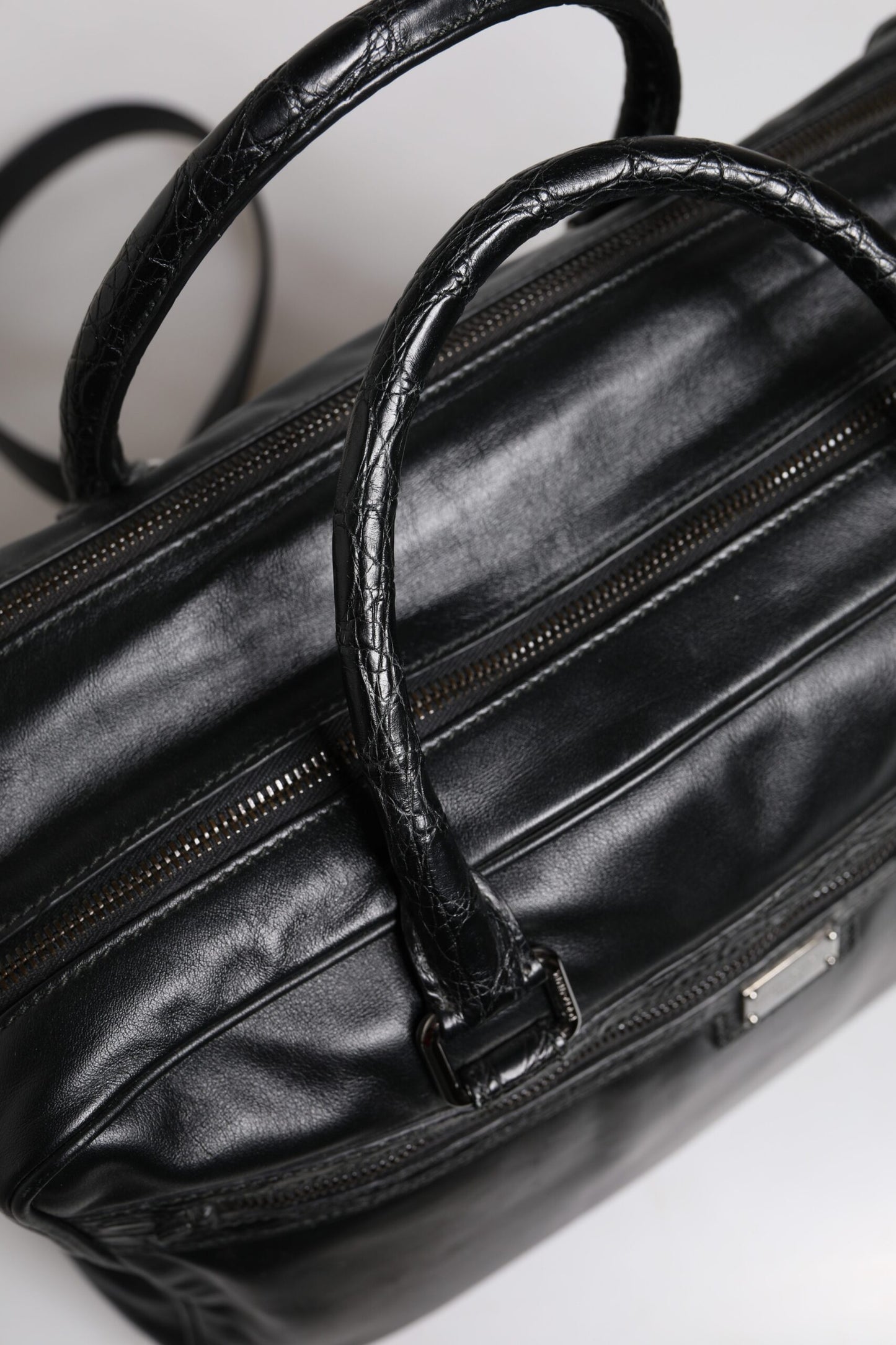 Dolce & Gabbana Zwart Leren Messenger Schouder Strap Tas