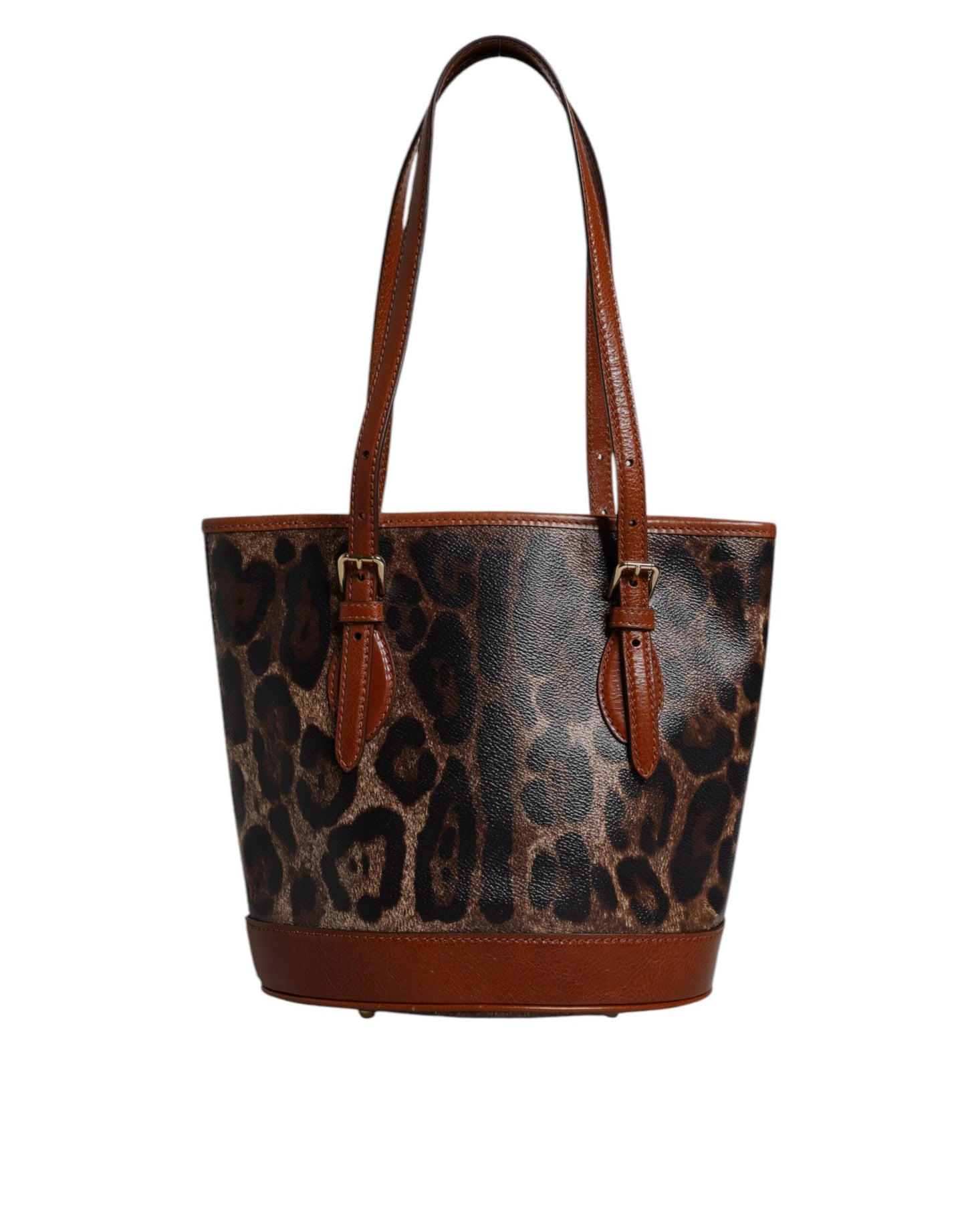 Dolce & Gabbana shopper van bruin leer met luipaardprint en schouderriem