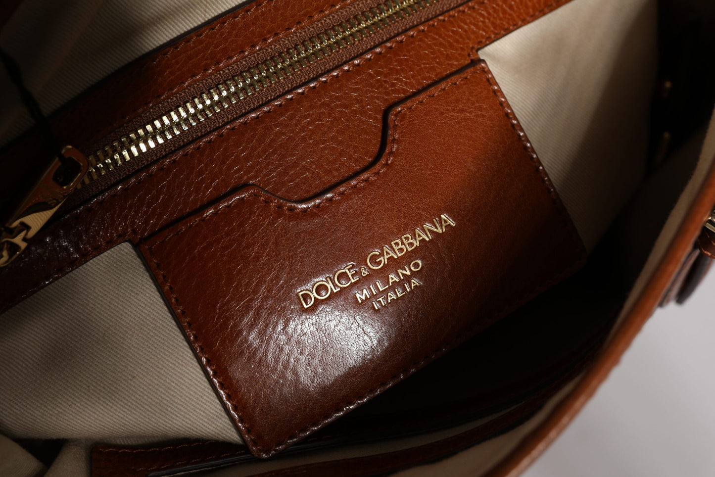 Dolce & Gabbana shopper van bruin leer met luipaardprint en schouderriem