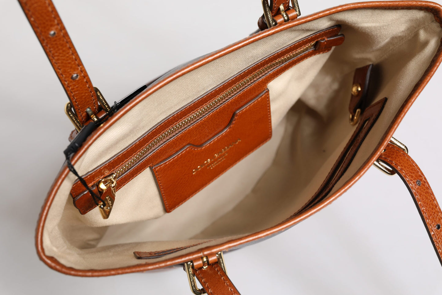 Dolce & Gabbana shopper van bruin leer met luipaardprint en schouderriem