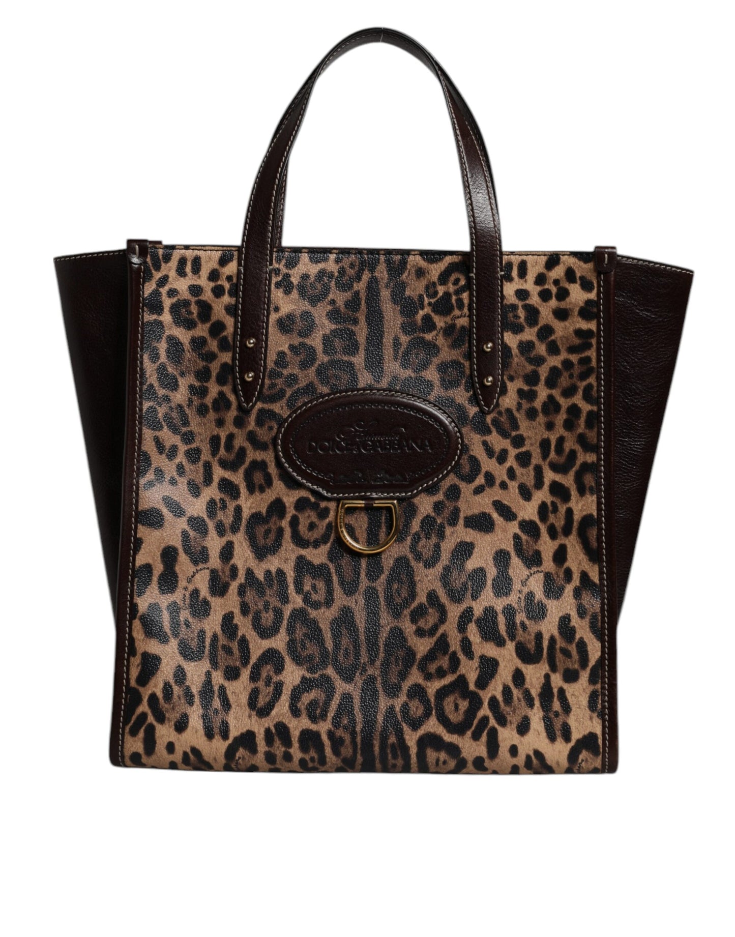 Dolce & Gabbana totebag van leer met bruine luipaardprint en schouderriem