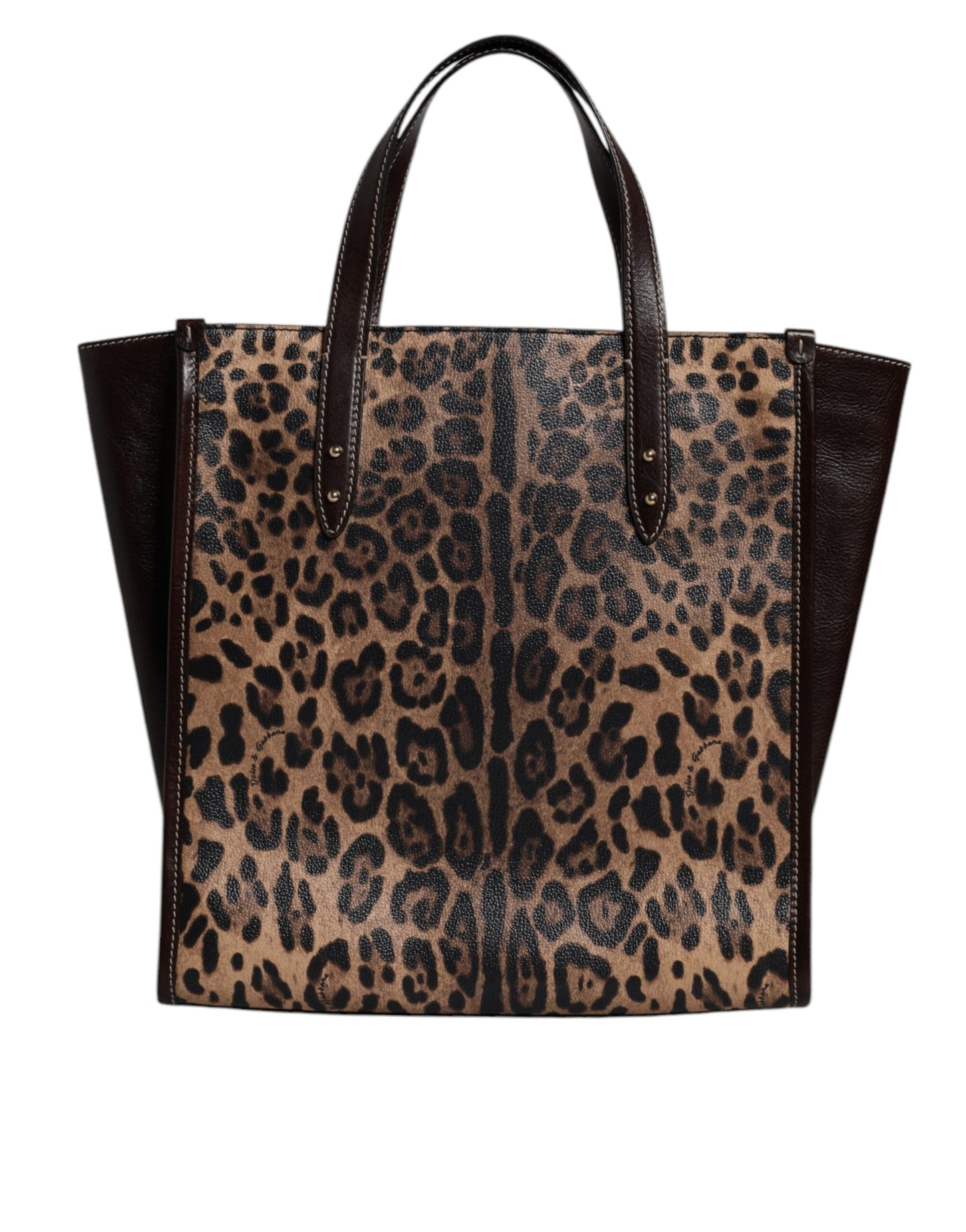 Dolce & Gabbana totebag van leer met bruine luipaardprint en schouderriem