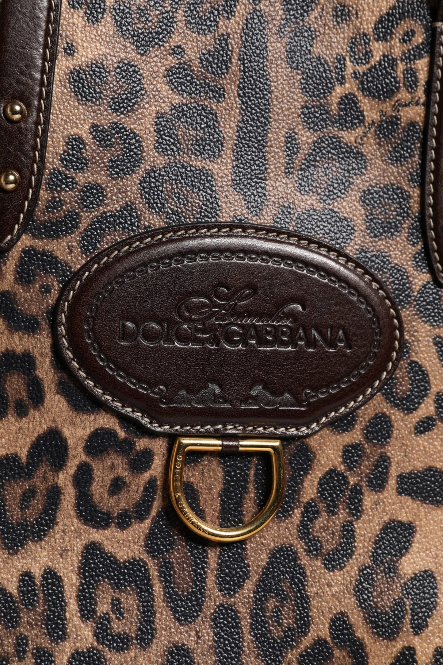 Dolce & Gabbana totebag van leer met bruine luipaardprint en schouderriem