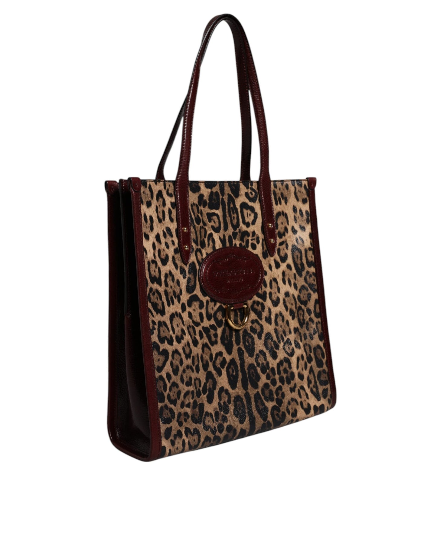 Dolce & Gabbana leren totebag met bruine luipaardprint en schouderriem