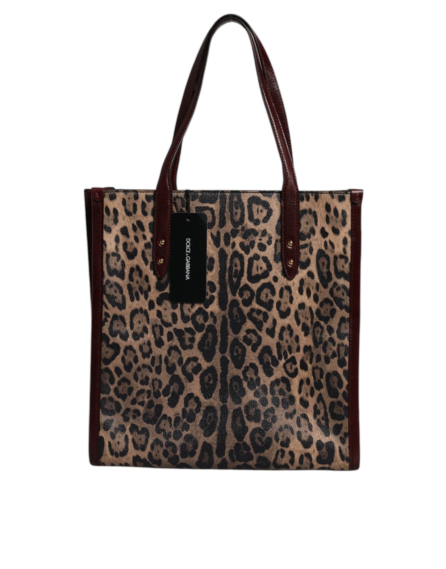 Dolce & Gabbana leren totebag met bruine luipaardprint en schouderriem