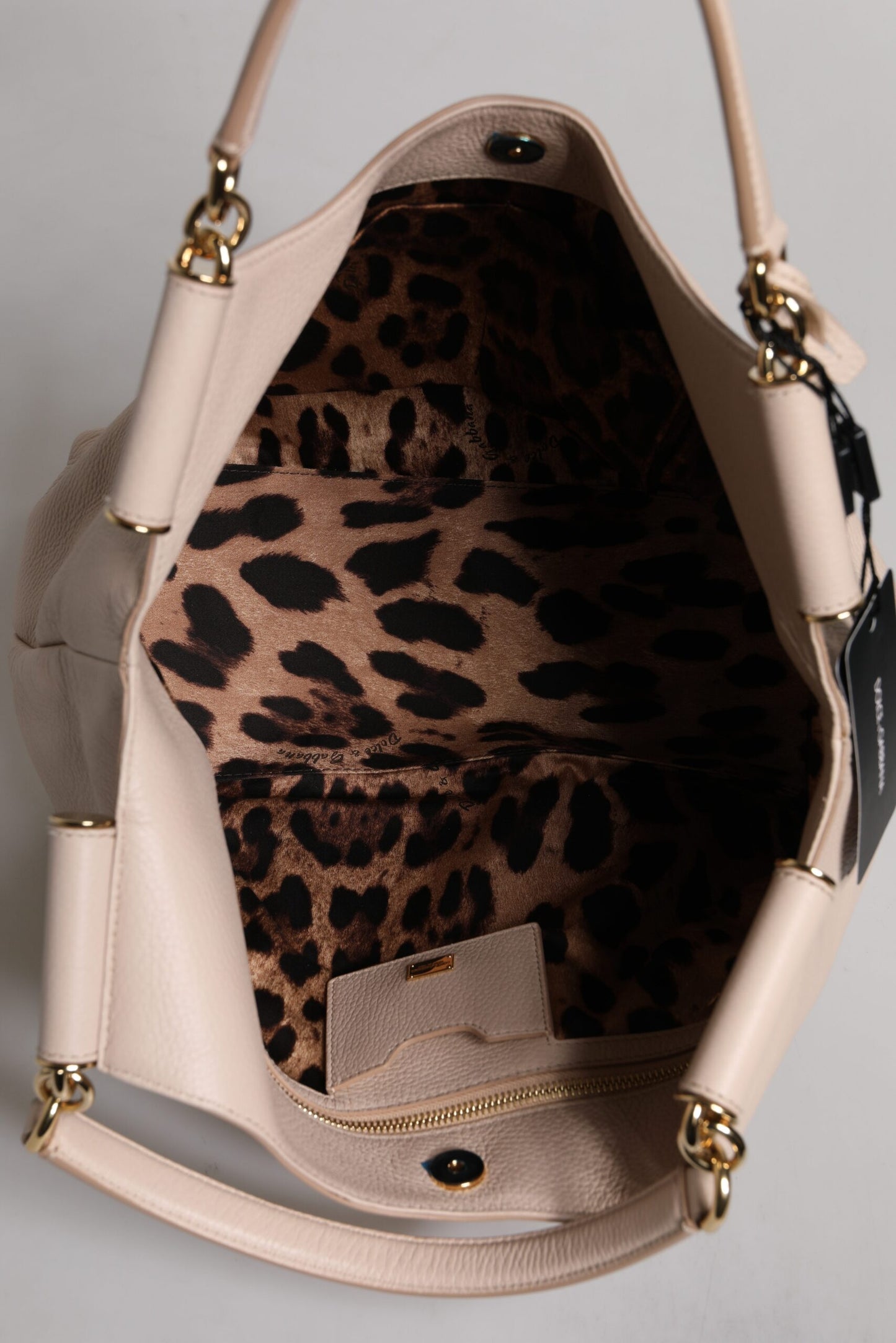 Dolce & Gabbana lichtroze tote handtas van hertenleer met logoplaatje