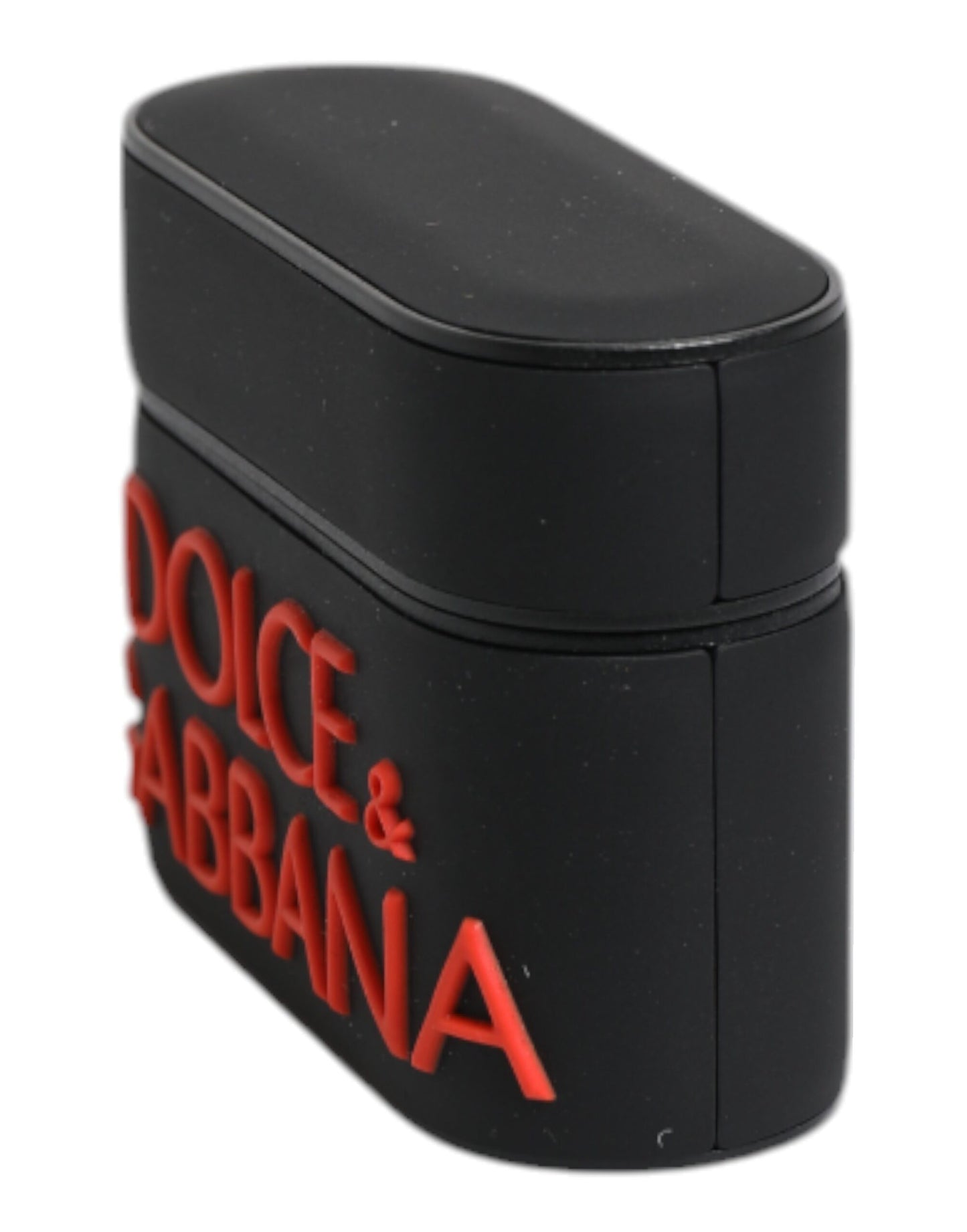 Dolce & Gabbana AirPods-etui van zwart-oranje siliconen met reliëflogo