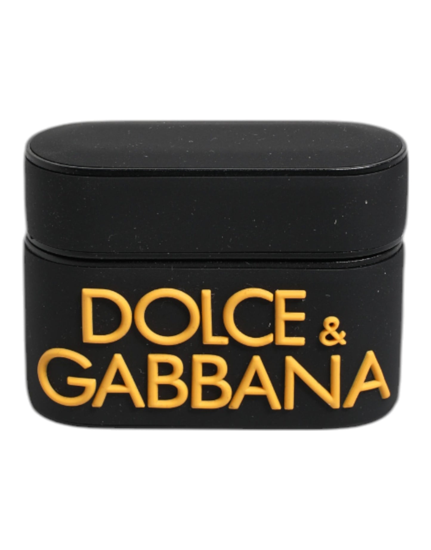 Dolce & Gabbana zwart-geel siliconen AirPods-hoesje met reliëflogo