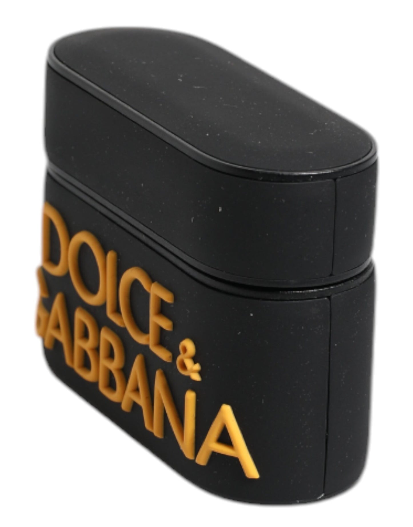 Dolce & Gabbana zwart-geel siliconen AirPods-hoesje met reliëflogo