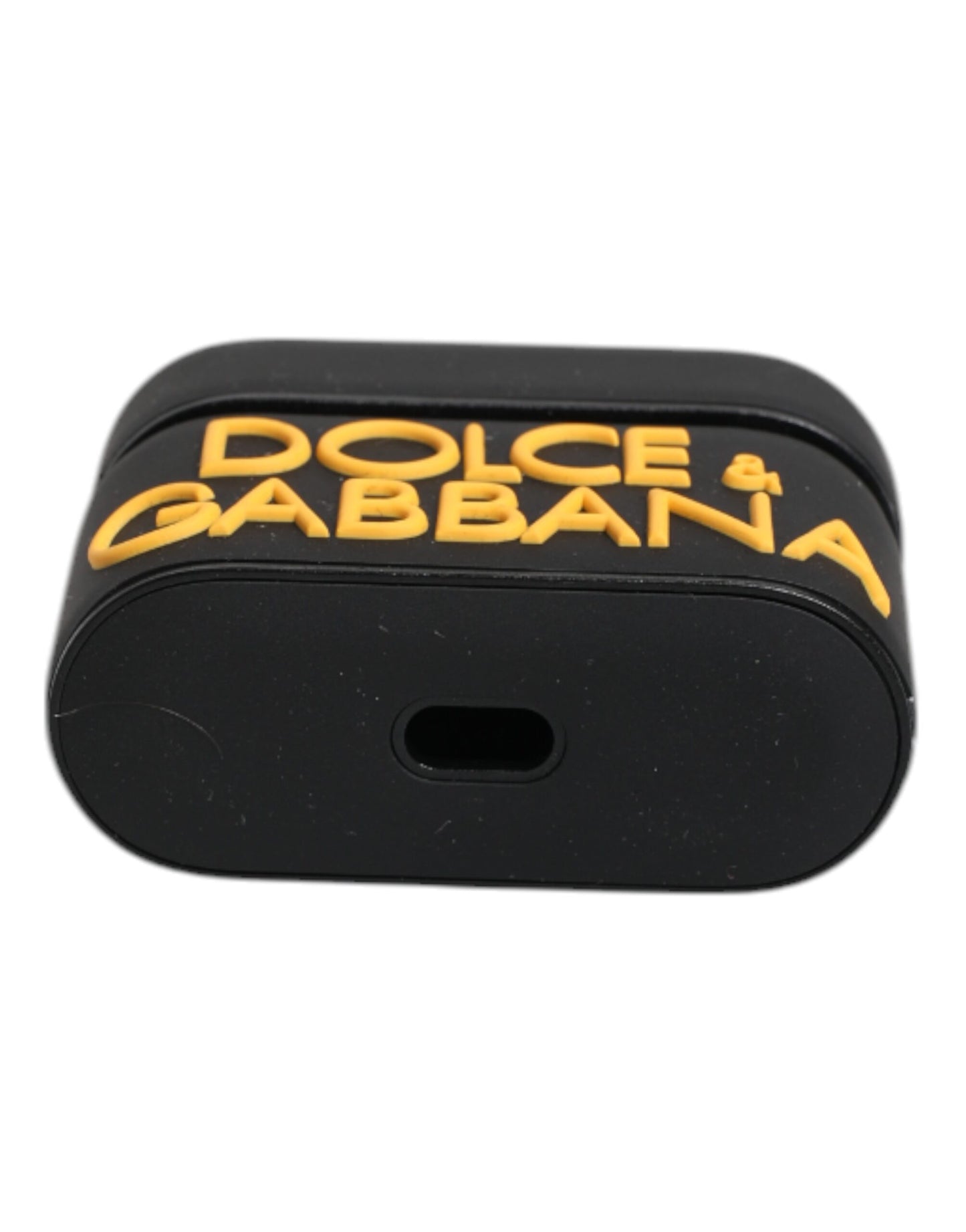 Dolce & Gabbana zwart-geel siliconen AirPods-hoesje met reliëflogo