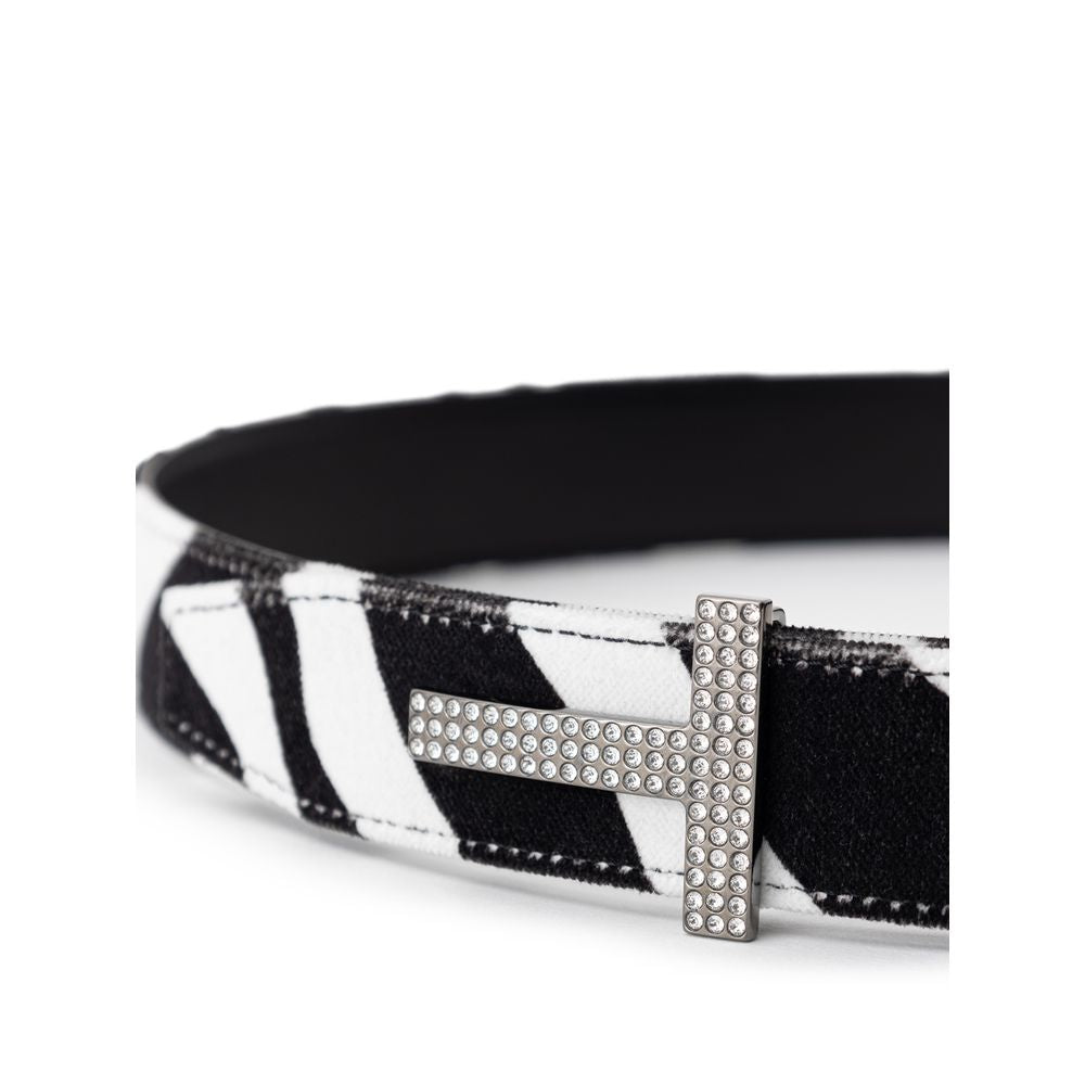 Tom Ford Black And White Leather Belt - MARANOS