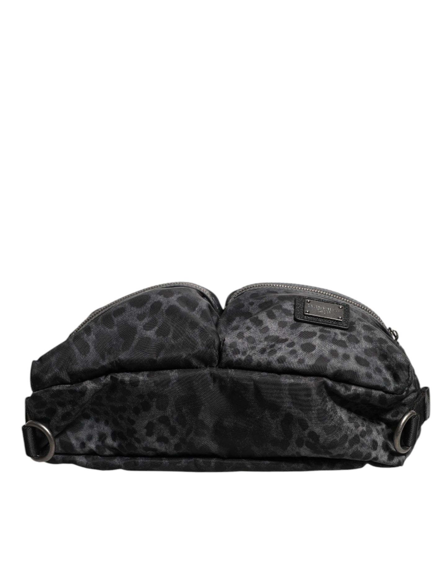 Dolce & Gabbana Gürteltasche in Schwarz und Grau mit Leopardenmuster und DG-Logo