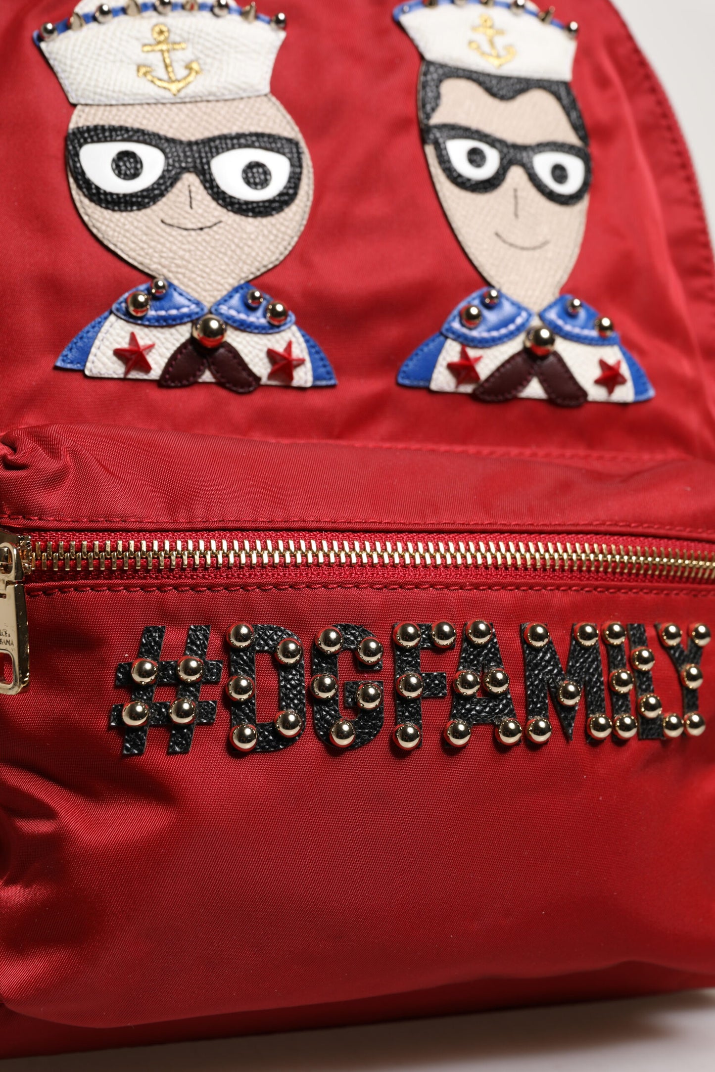 Dolce & Gabbana Rood #DGFAMILY VULCANO Embellishment Rugzak Tas