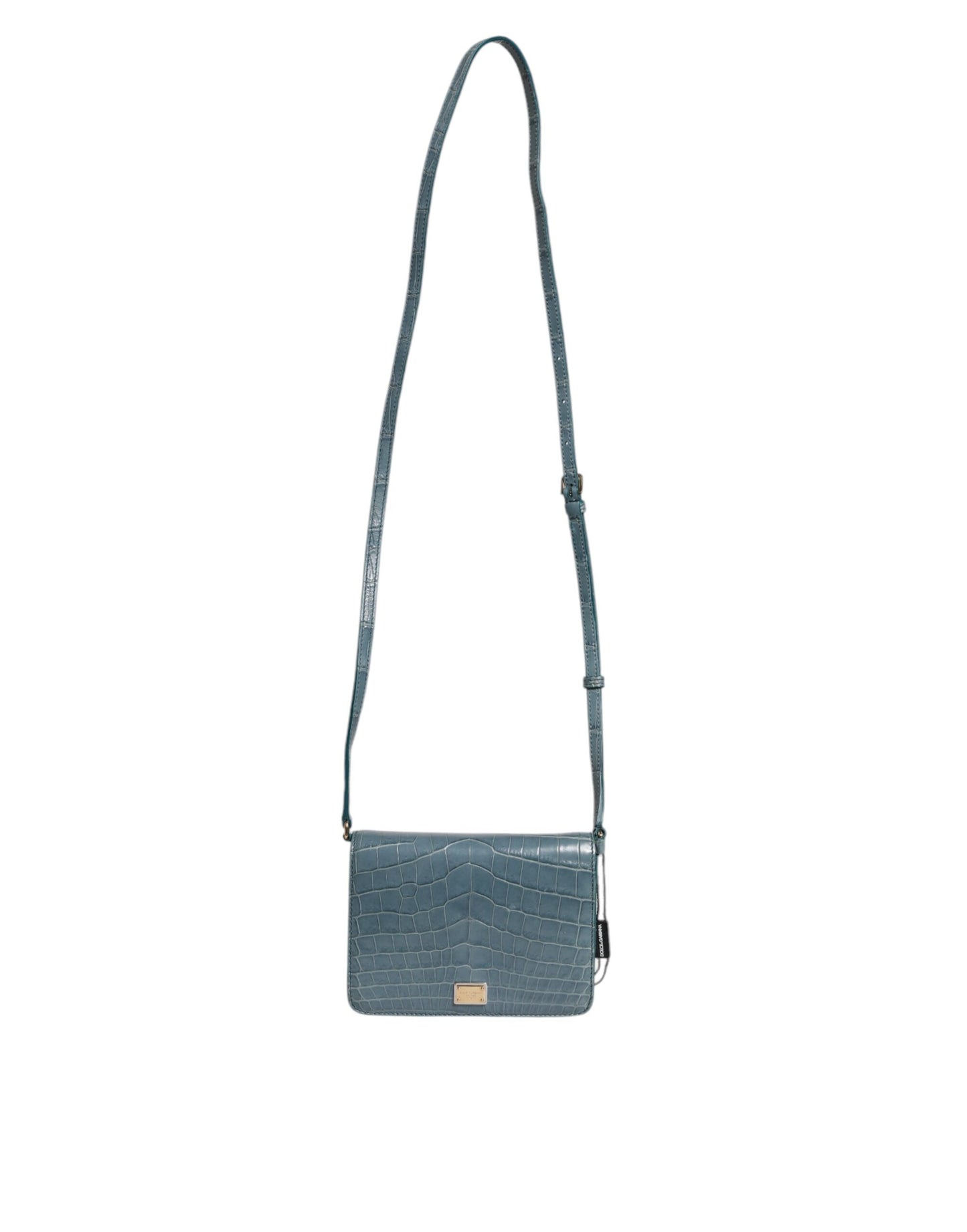 Dolce & Gabbana luxury crossbody bag in green exotic leather with recognizable DG logo plate
