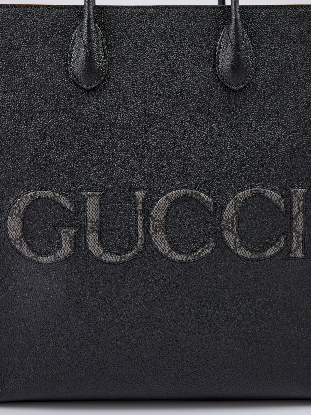 Gucci Zwart Leren logo middelgrote Tote Tas Gucci