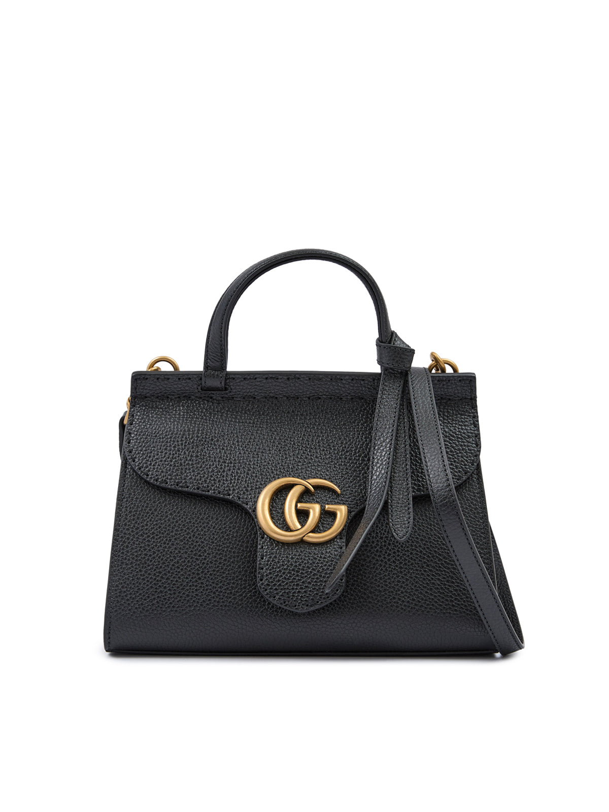 Gucci Zwart Leren GG Marmont Handtas