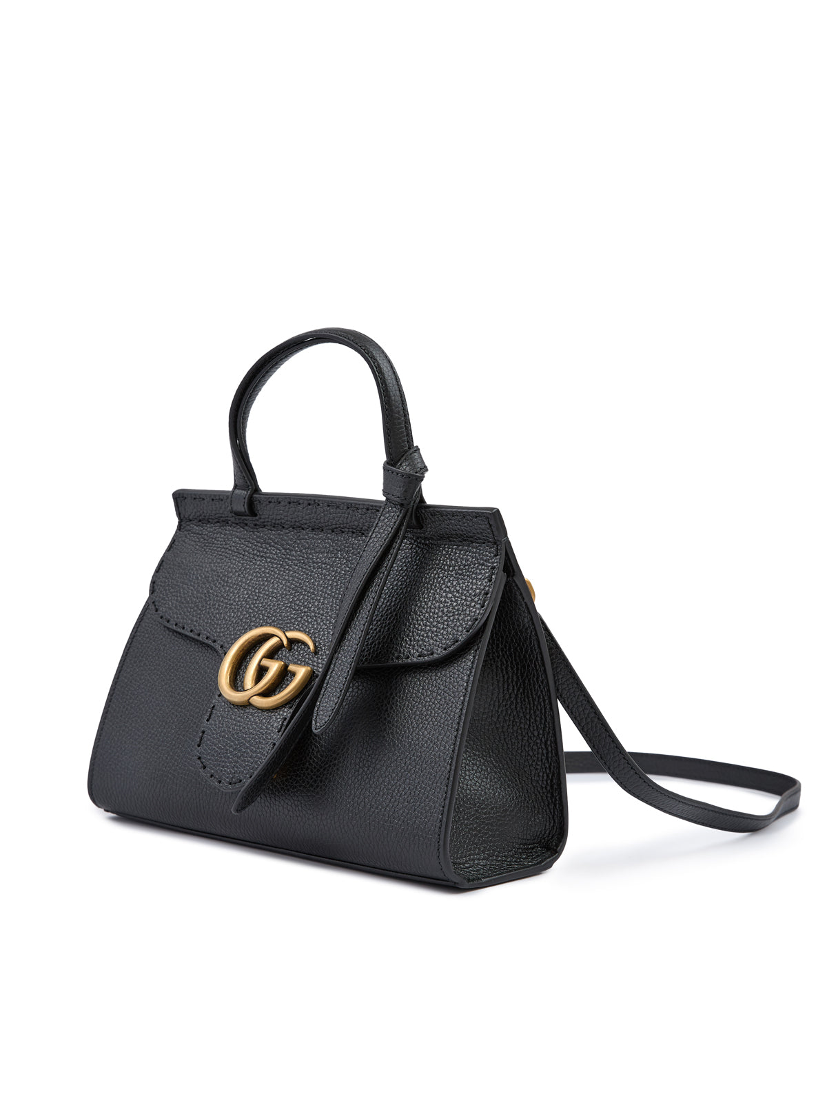 Gucci Zwart Leren GG Marmont Handtas