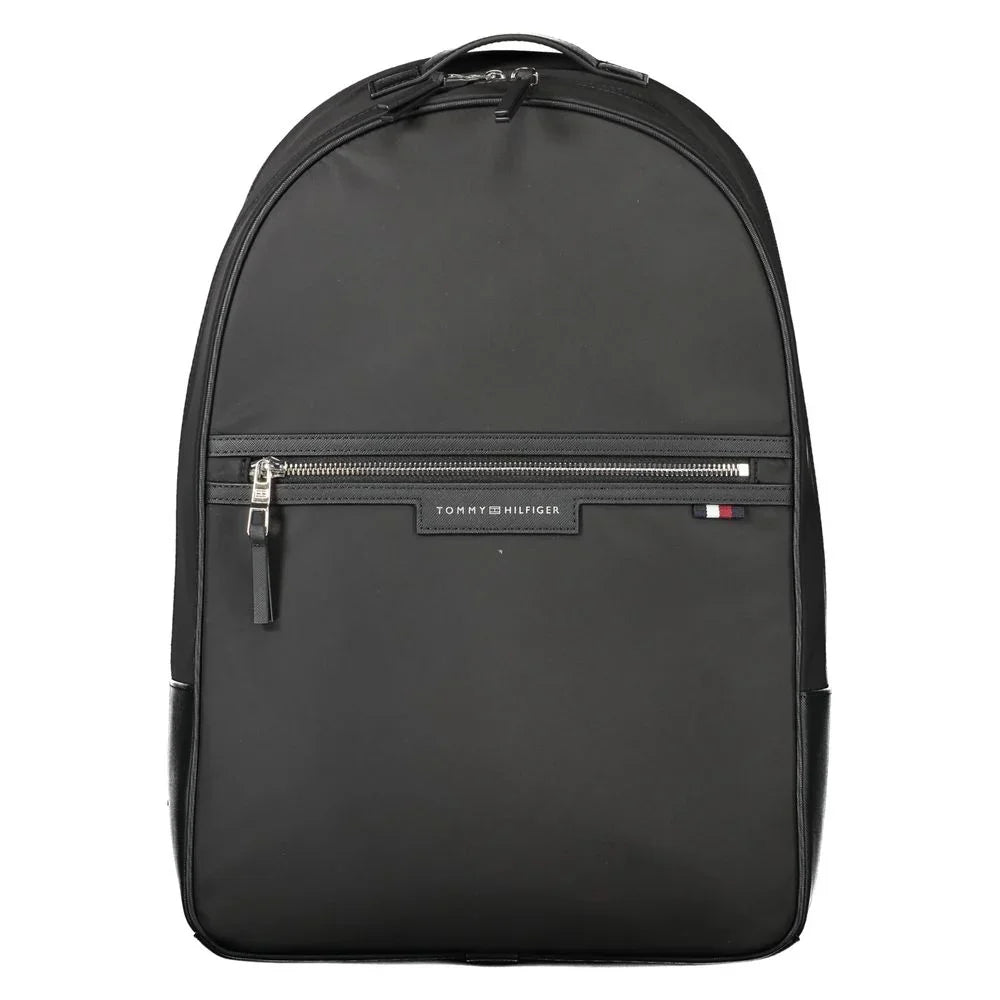 Tommy Hilfiger rugzak in zwart gerecycled polyester met laptopvak, contrasterende details en logo - MARANOS