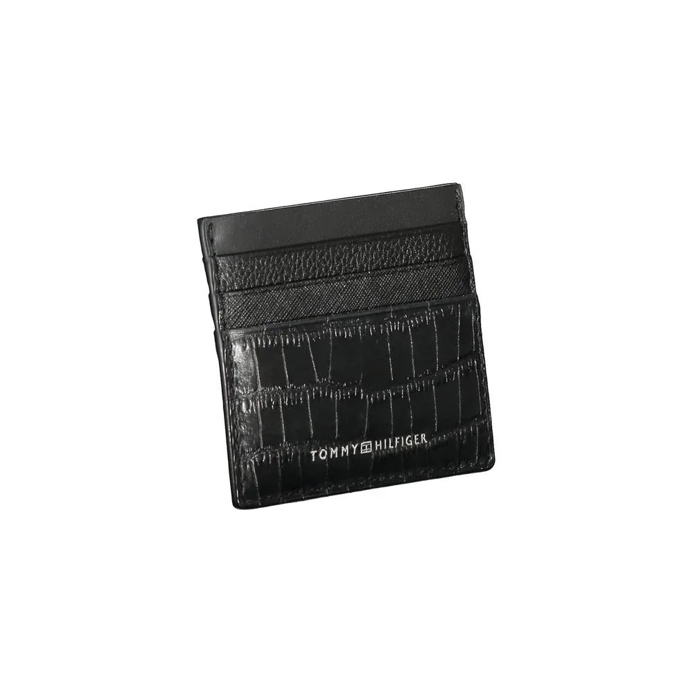 Tommy Hilfiger kaarthouder in zwart leer met contrasterende details en logo - MARANOS