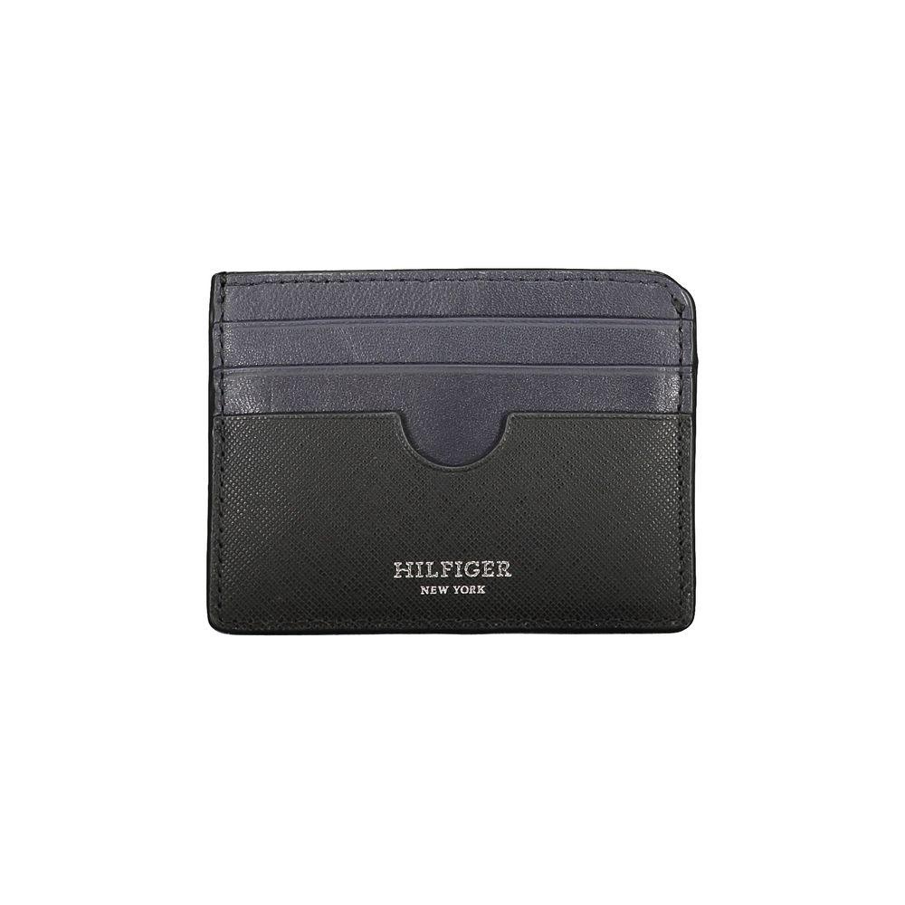 Tommy Hilfiger kaarthouder in zwart leer met contrasterende details en logo - MARANOS