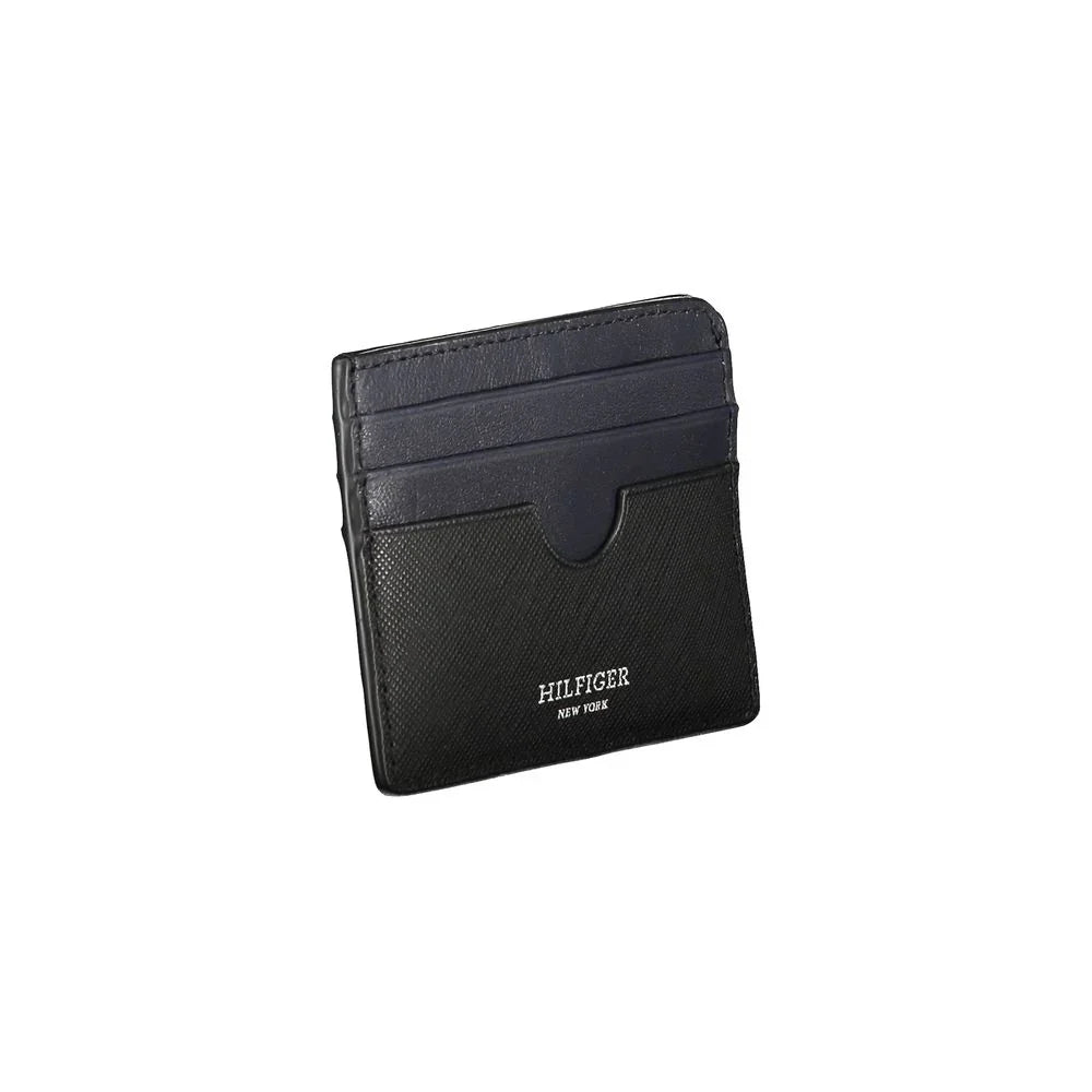 Tommy Hilfiger kaarthouder in zwart leer met contrasterende details en logo - MARANOS