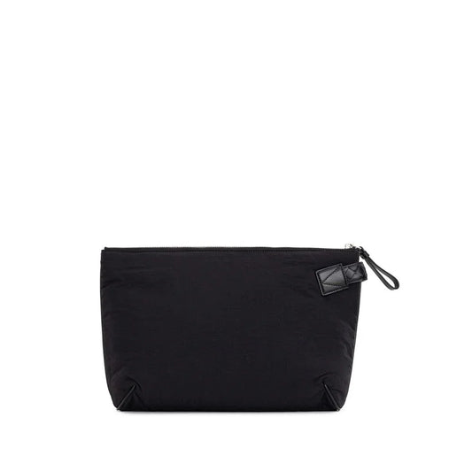 Bottega Veneta clutch in zwart nylon met leren handgreep en logo - MARANOS