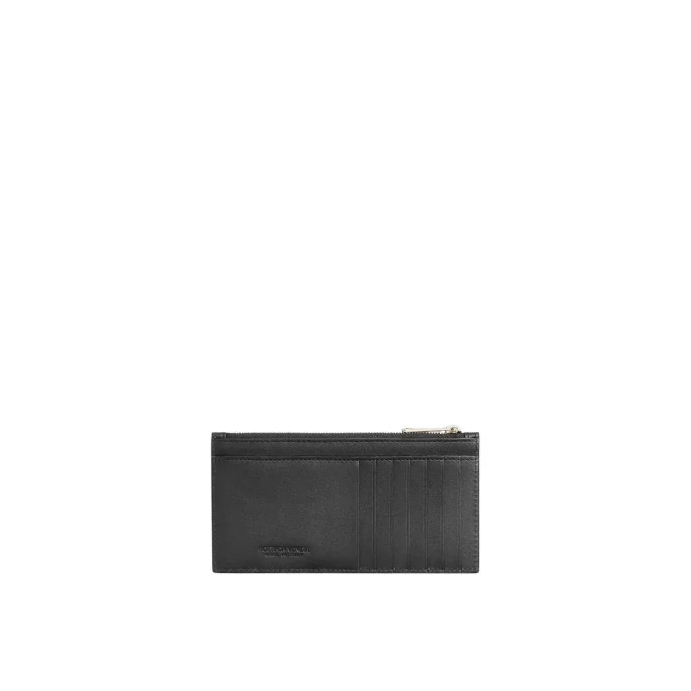 Bottega Veneta muntportemonnee in zwart kalfsleer met intrecciato-design en zilverkleurige details - MARANOS