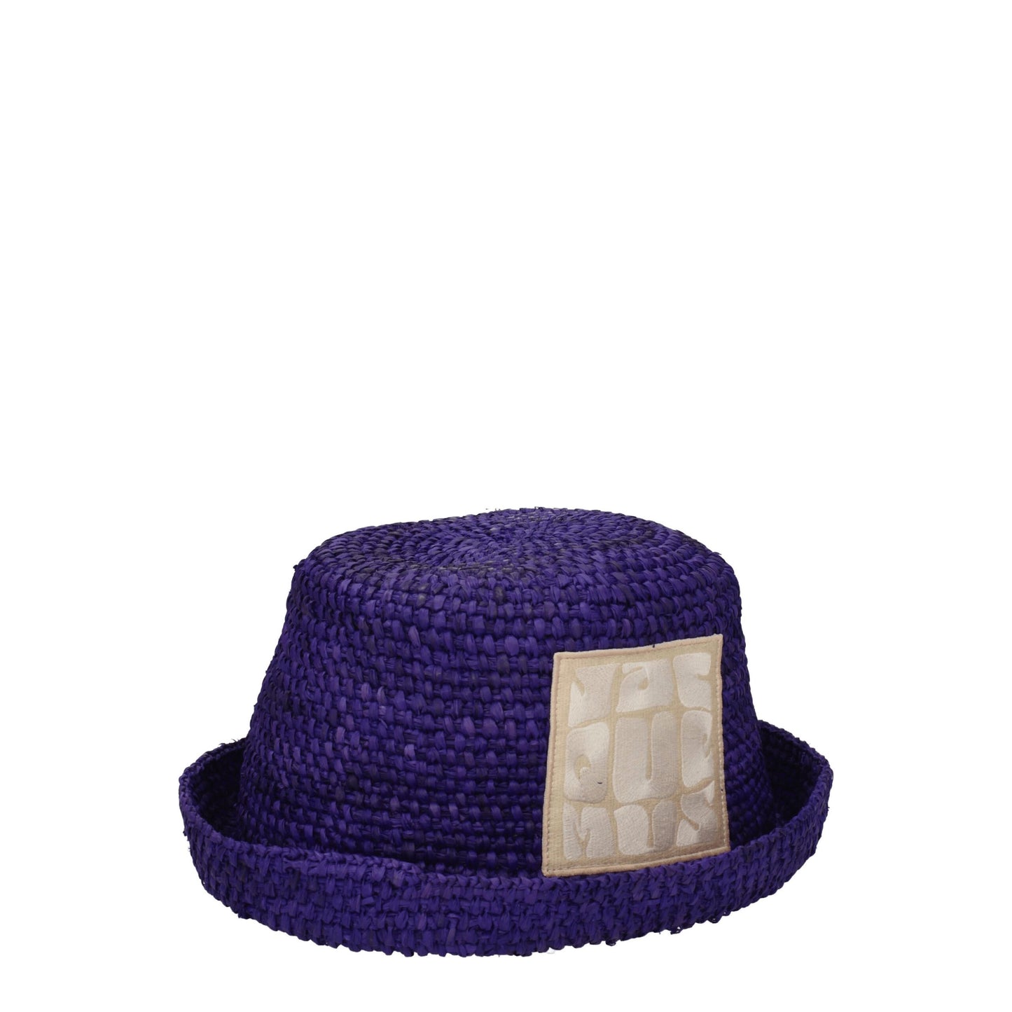 Jacquemus paarse raffia hoed met logodetail Jacquemus
