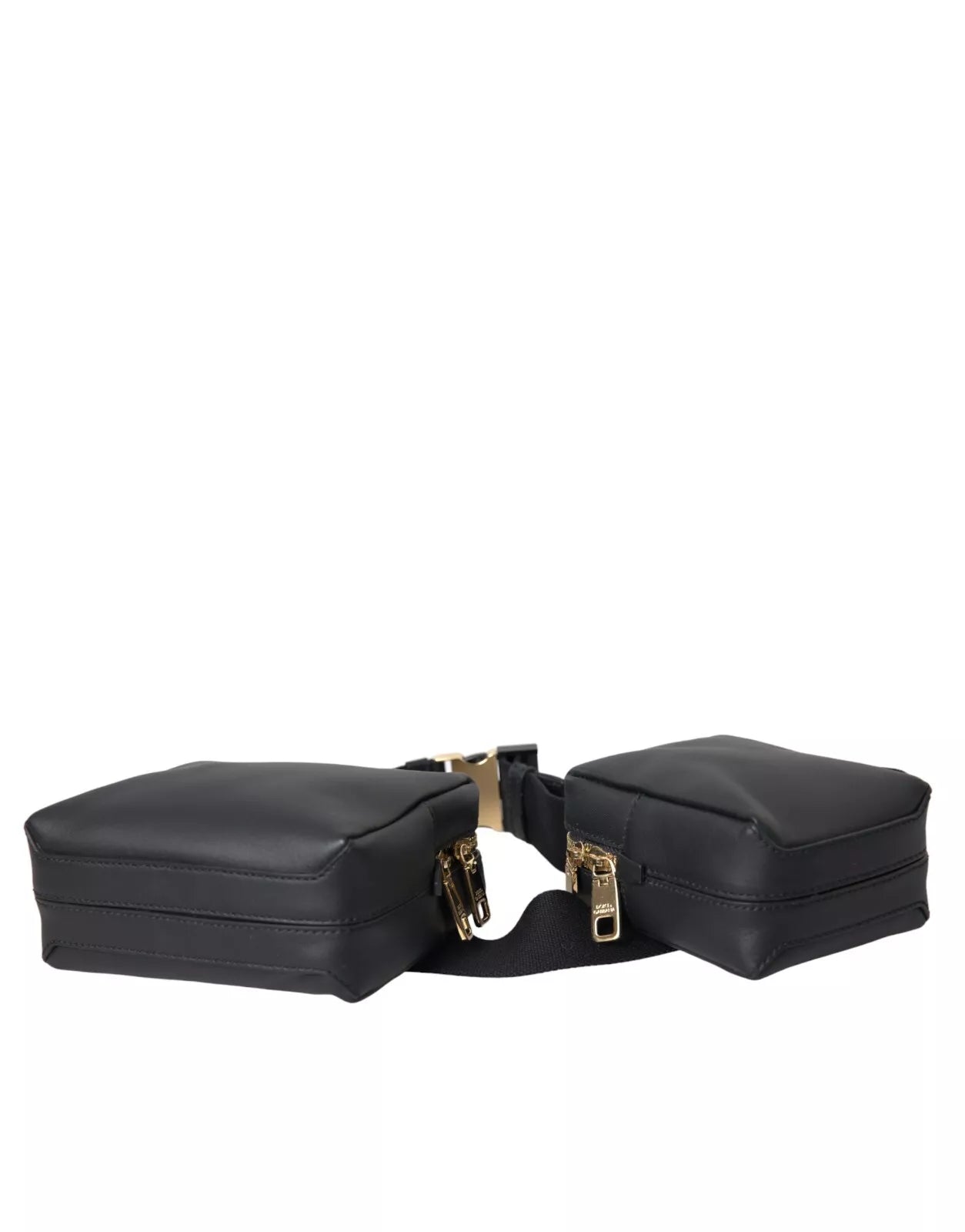 Dolce & Gabbana Black Calfskin Leather Double Waist Belt Fanny Pack Bag Dolce & Gabbana