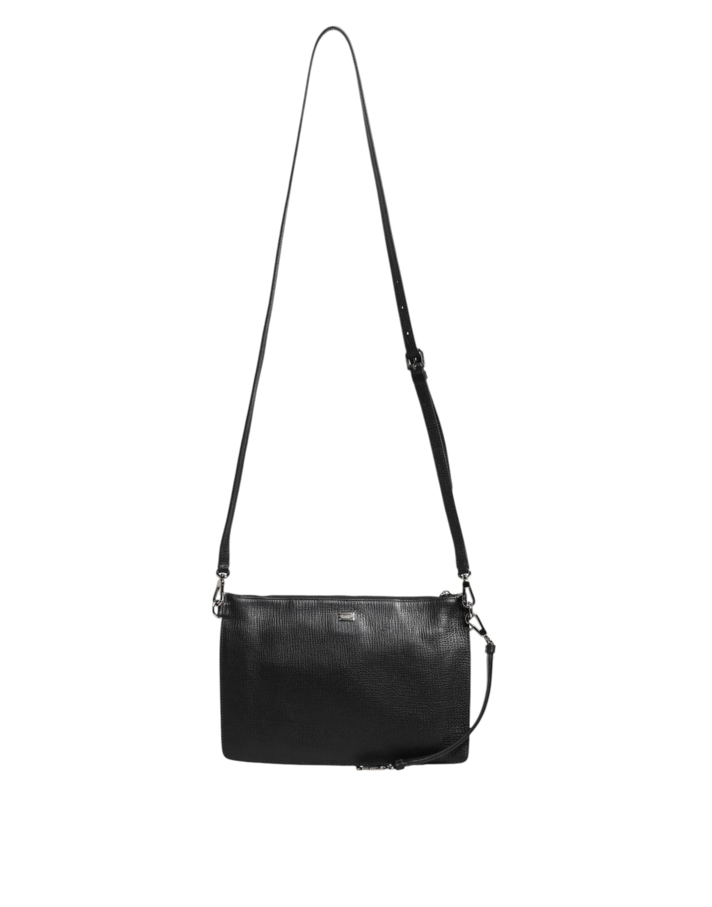 Dolce & Gabbana Black Palmellato Leather Logo Plaque Shoulder Borse Bag Dolce & Gabbana