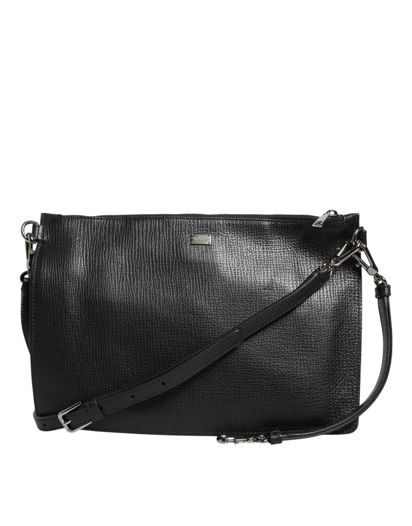 Dolce & Gabbana Black Palmellato Leather Logo Plaque Shoulder Borse Bag Dolce & Gabbana