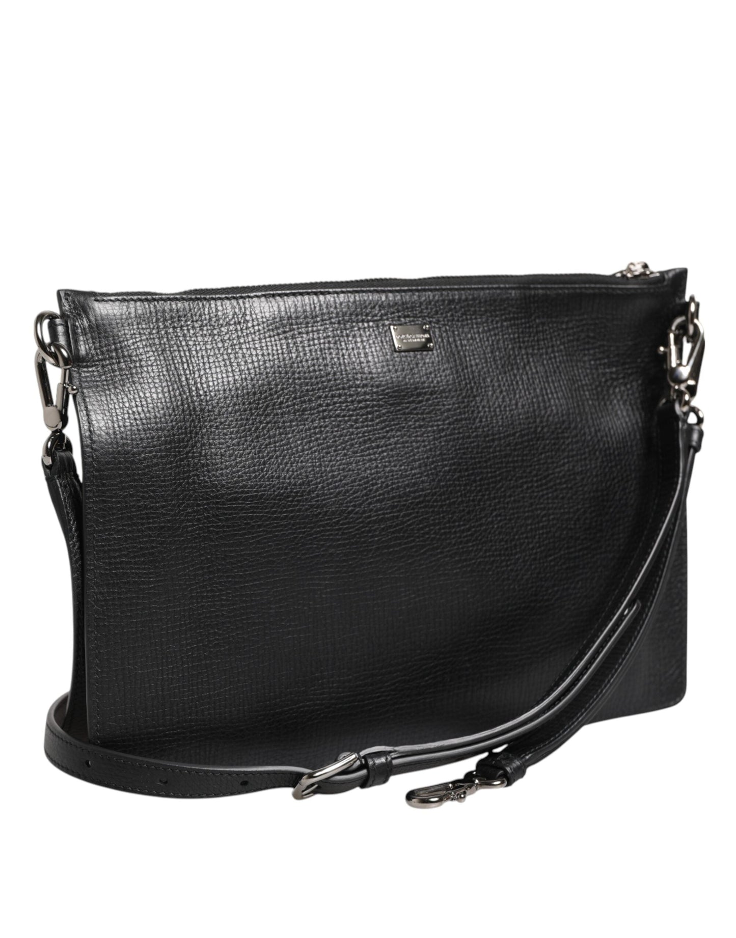 Dolce & Gabbana Black Palmellato Leather Logo Plaque Shoulder Borse Bag Dolce & Gabbana