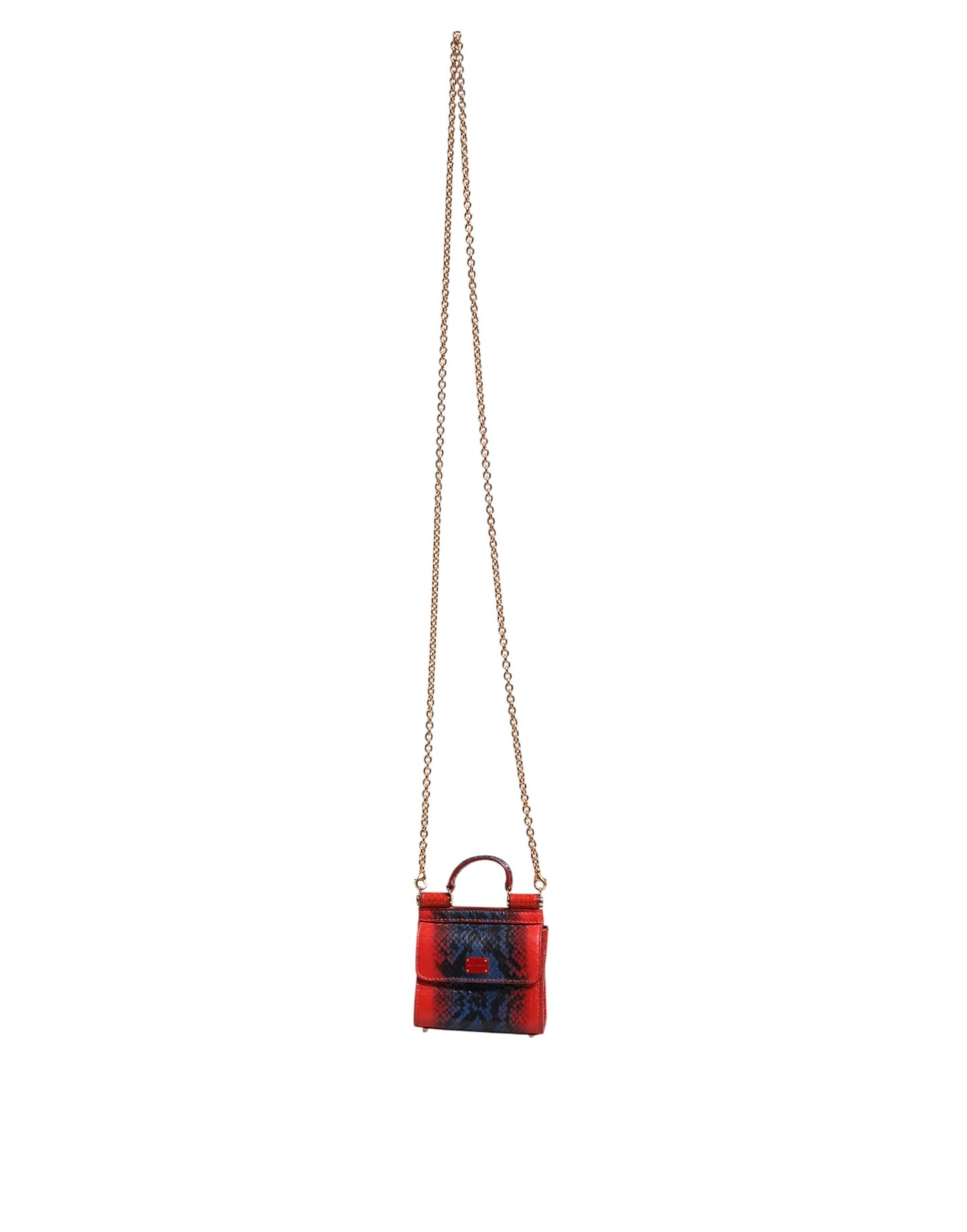 Dolce & Gabbana Red Blue Leather Sicily Crossbody Chain SatchelBorse Bag Dolce & Gabbana