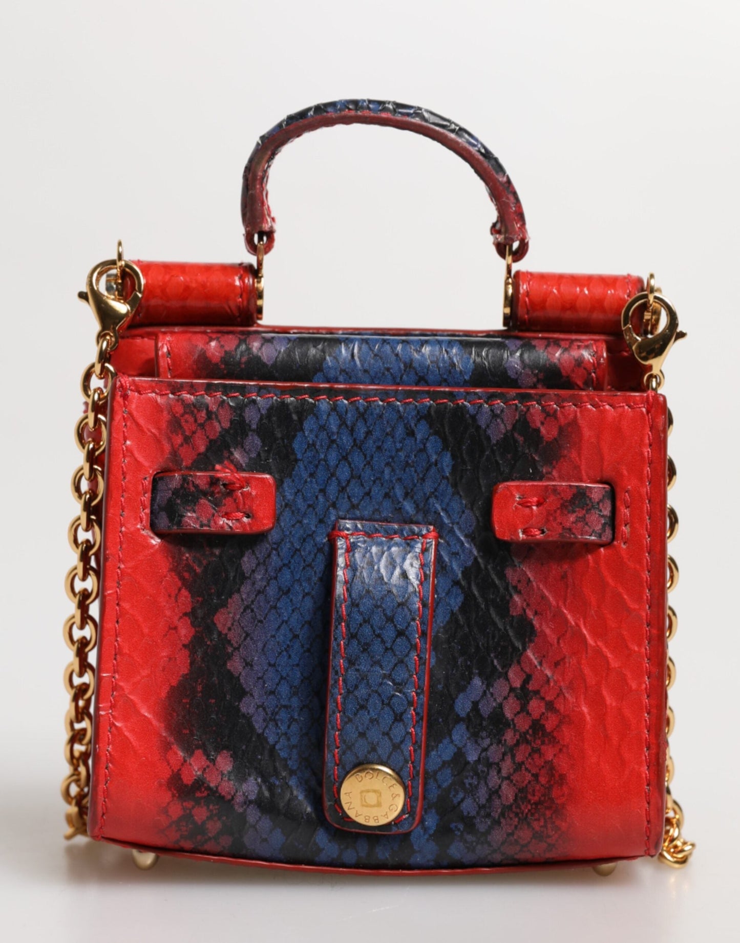 Dolce & Gabbana Red Blue Leather Sicily Crossbody Chain SatchelBorse Bag Dolce & Gabbana