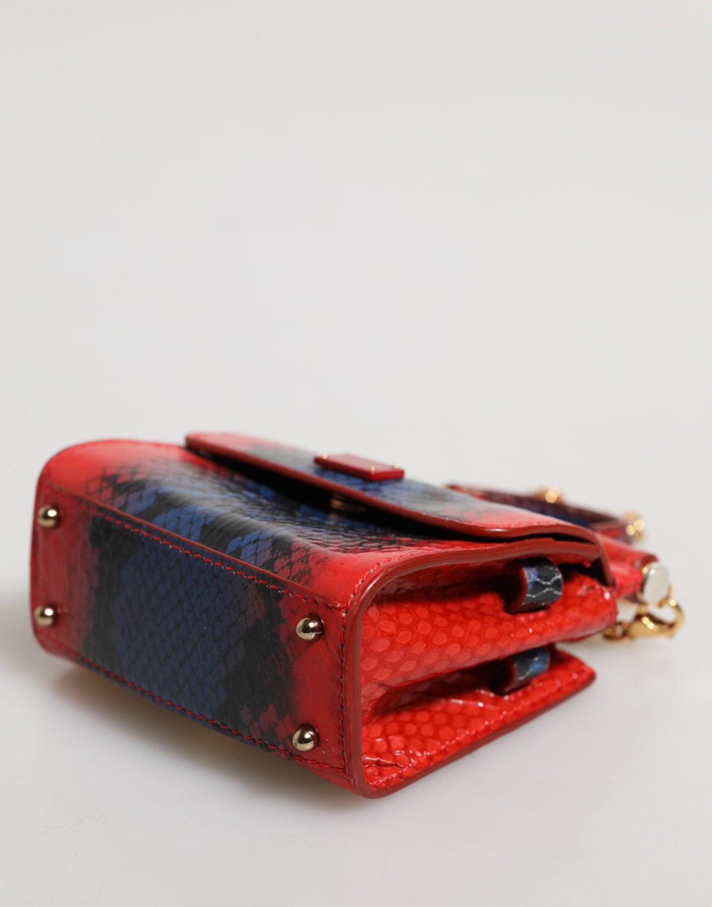 Dolce & Gabbana Red Blue Leather Sicily Crossbody Chain SatchelBorse Bag Dolce & Gabbana