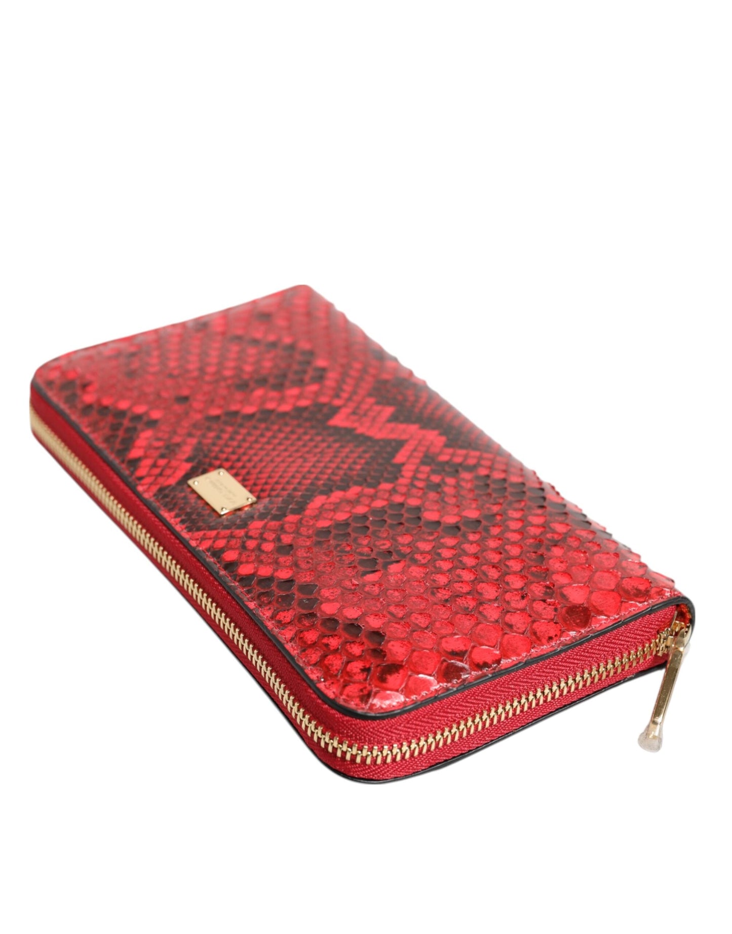 Dolce & Gabbana Red Exotic Leather Zip Around Continental Clutch Wallet Dolce & Gabbana