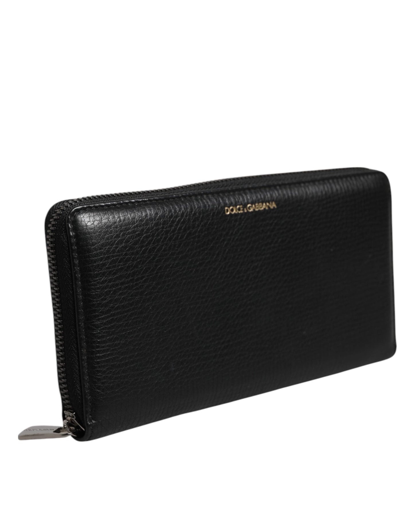 Dolce & Gabbana Black Calfskin Leather Logo Zip Around Continental Wallet Dolce & Gabbana