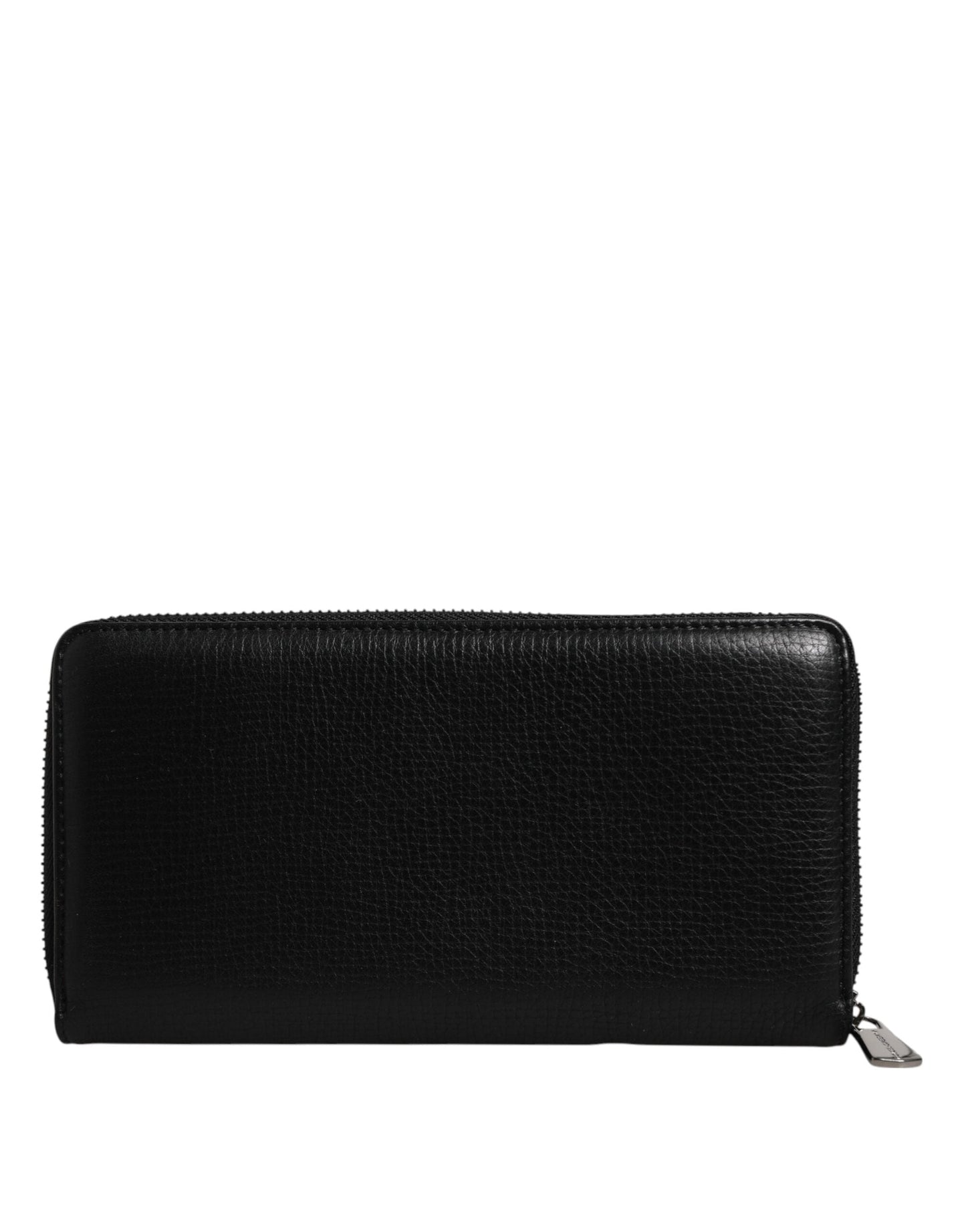 Dolce & Gabbana Black Calfskin Leather Logo Zip Around Continental Wallet Dolce & Gabbana