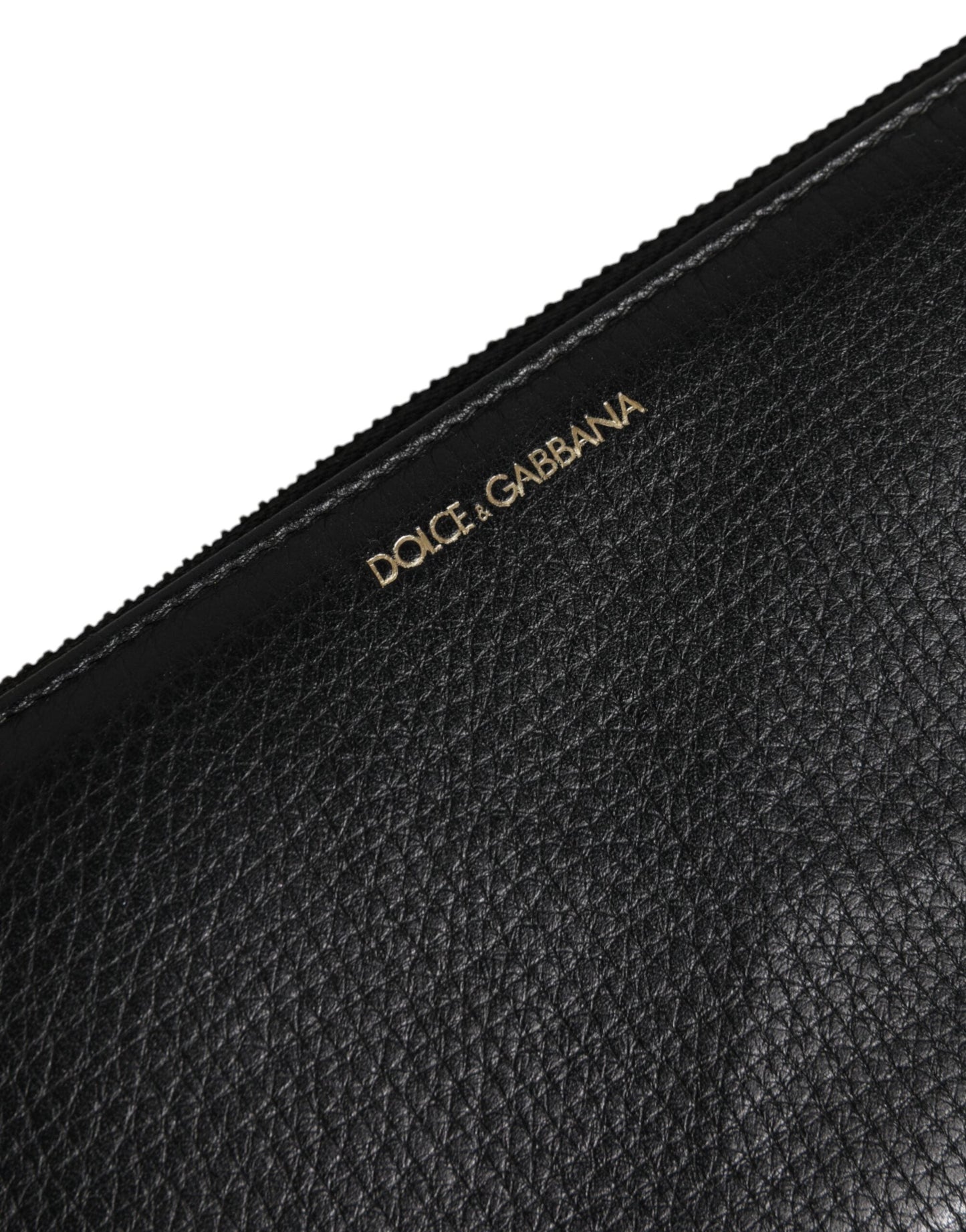 Dolce & Gabbana Black Calfskin Leather Logo Zip Around Continental Wallet Dolce & Gabbana