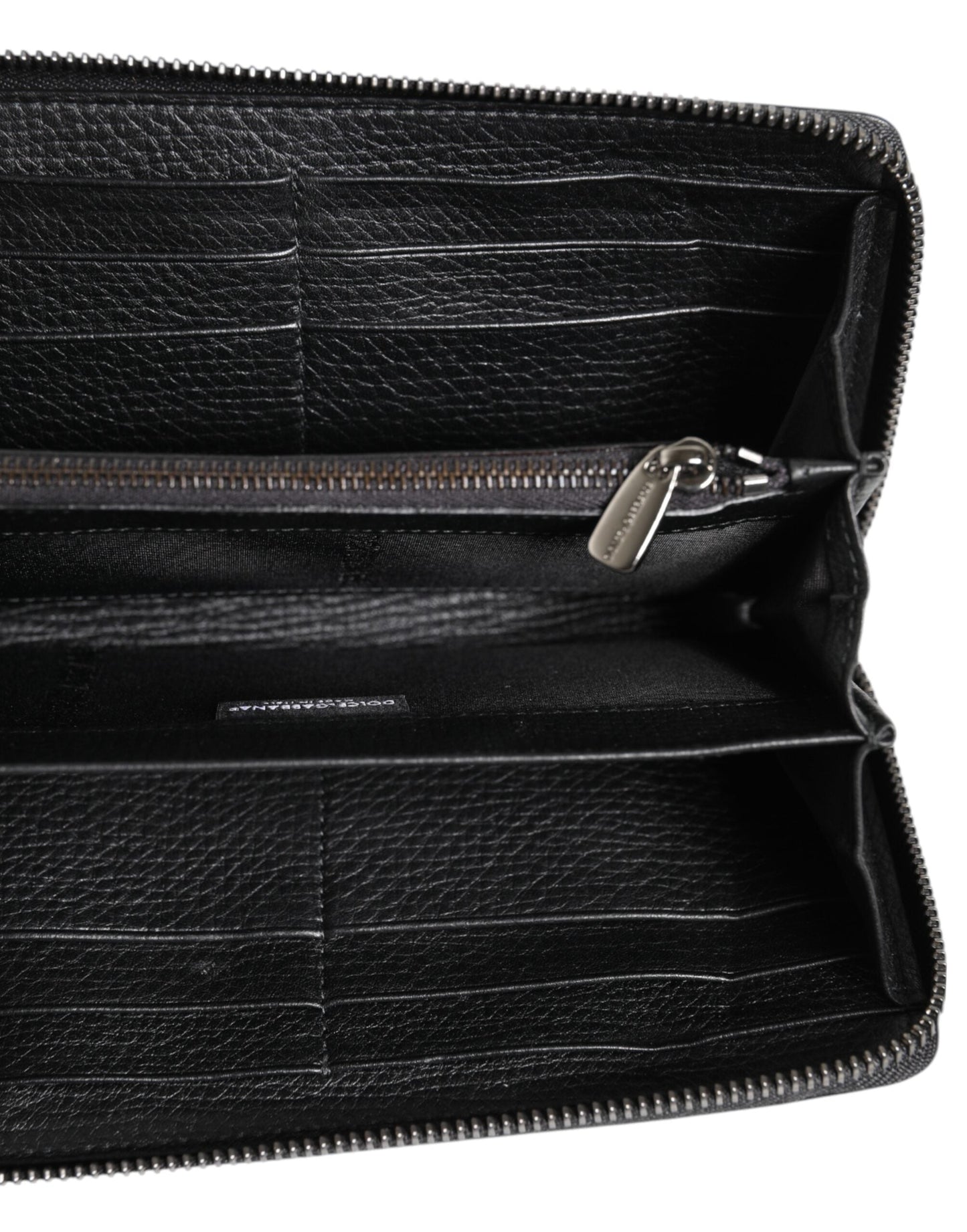 Dolce & Gabbana Black Calfskin Leather Logo Zip Around Continental Wallet Dolce & Gabbana
