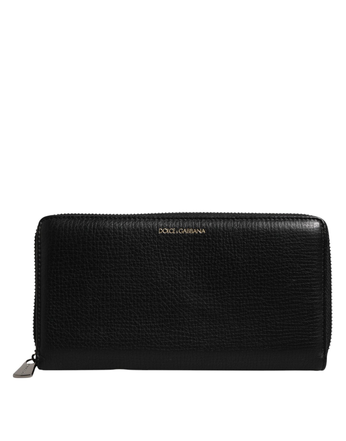 Dolce & Gabbana Black Calfskin Leather Logo Zip Around Continental Wallet Dolce & Gabbana