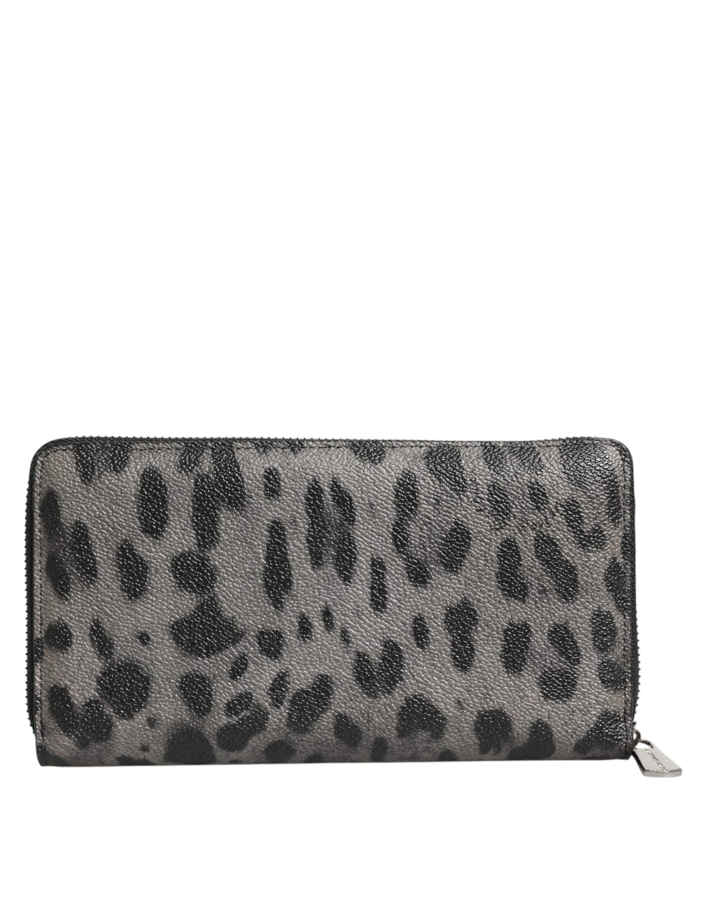 Dolce & Gabbana Black Gray Leopard Leather Zip Around Continental Wallet Dolce & Gabbana