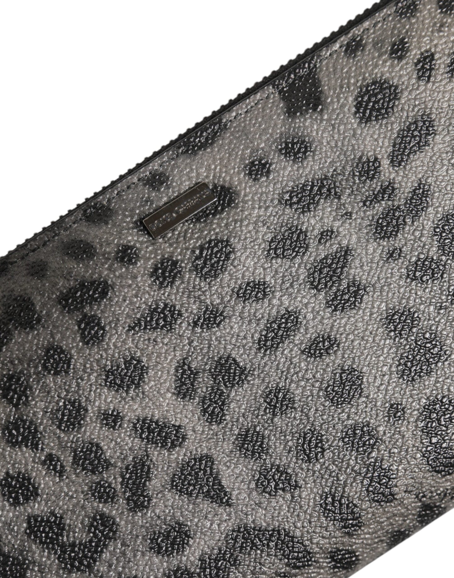 Dolce & Gabbana Black Gray Leopard Leather Zip Around Continental Wallet Dolce & Gabbana