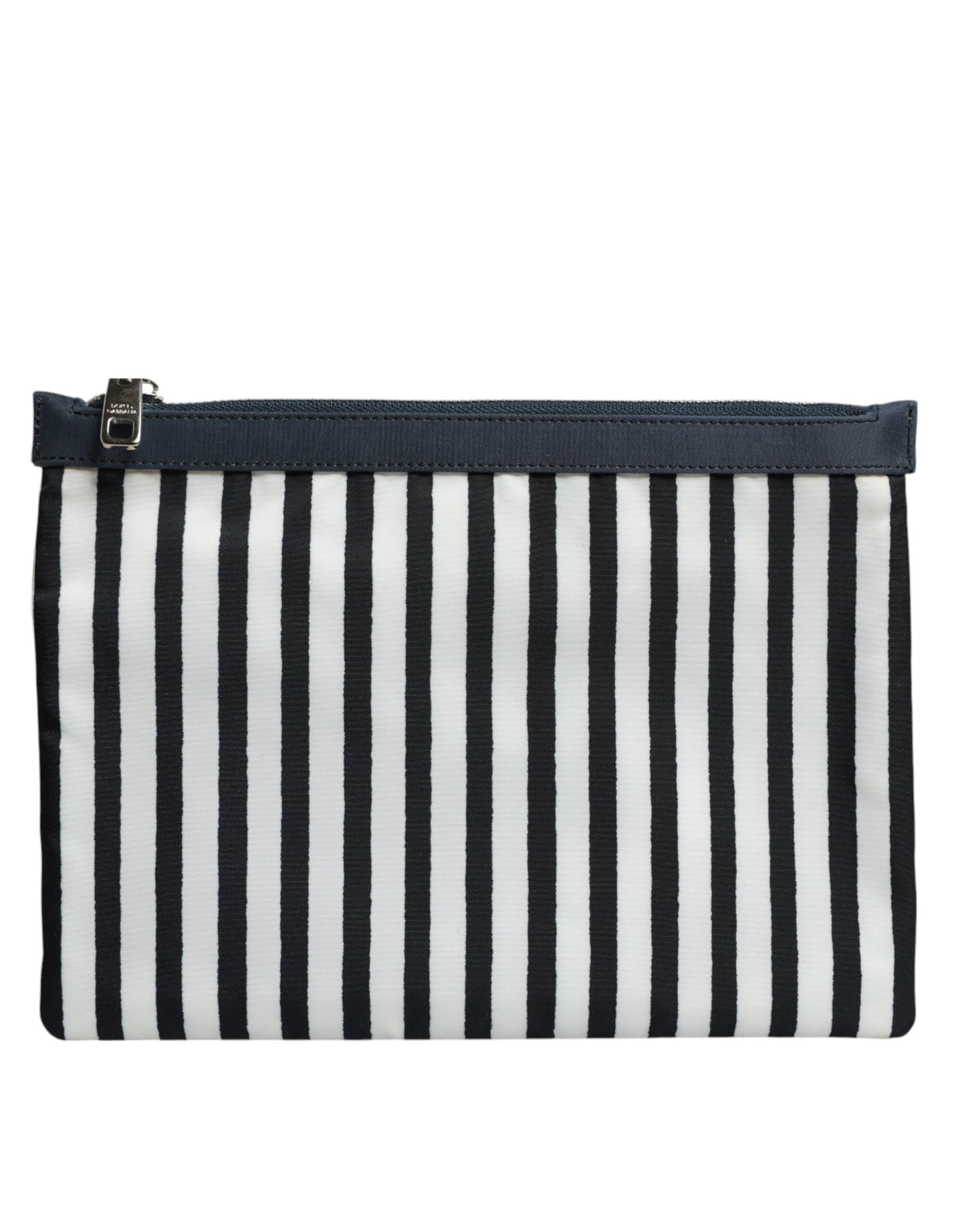 Dolce & Gabbana Black White Striped Logo Plaque Clutch Pouch Bag Dolce & Gabbana