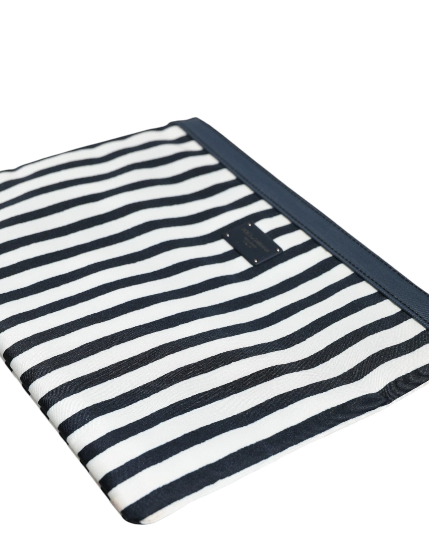 Dolce & Gabbana Black White Striped Logo Plaque Clutch Pouch Bag Dolce & Gabbana