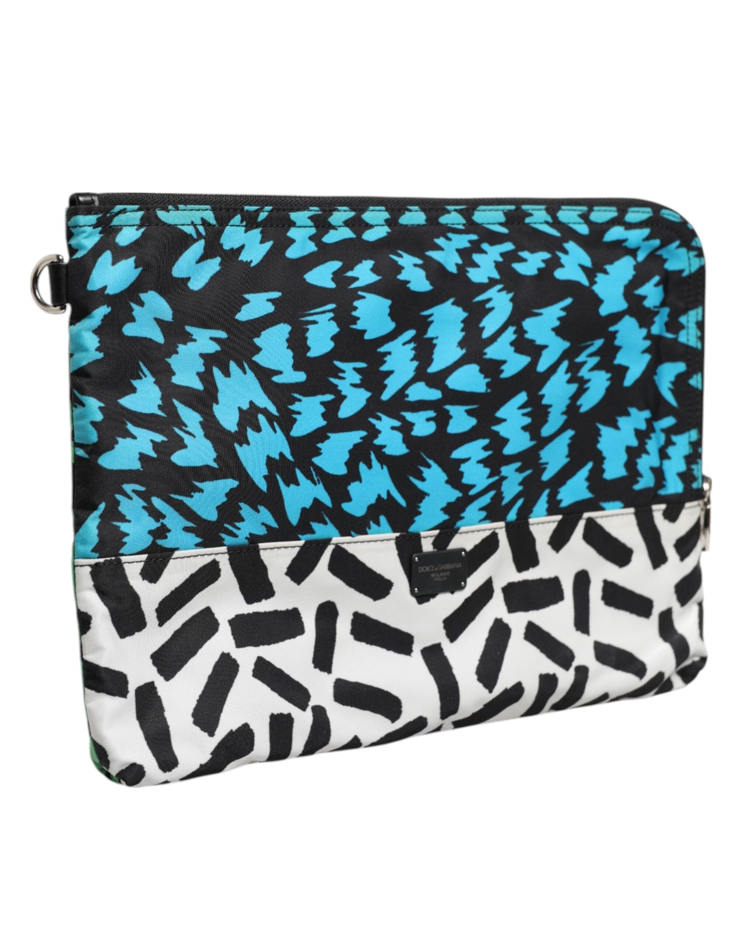Dolce & Gabbana Multicolor Printed Nylon Logo Plaque Men Clutch Pouch Bag Dolce & Gabbana