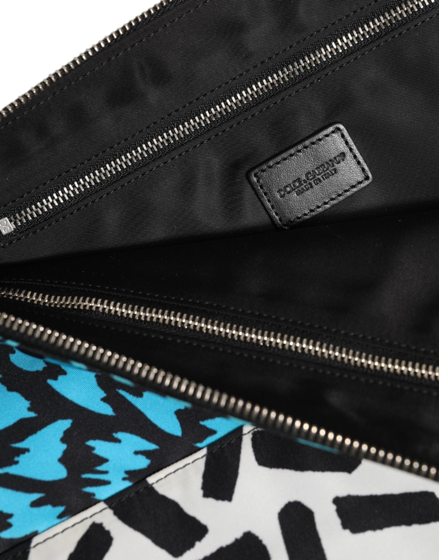 Dolce & Gabbana Multicolor Printed Nylon Logo Plaque Men Clutch Pouch Bag Dolce & Gabbana